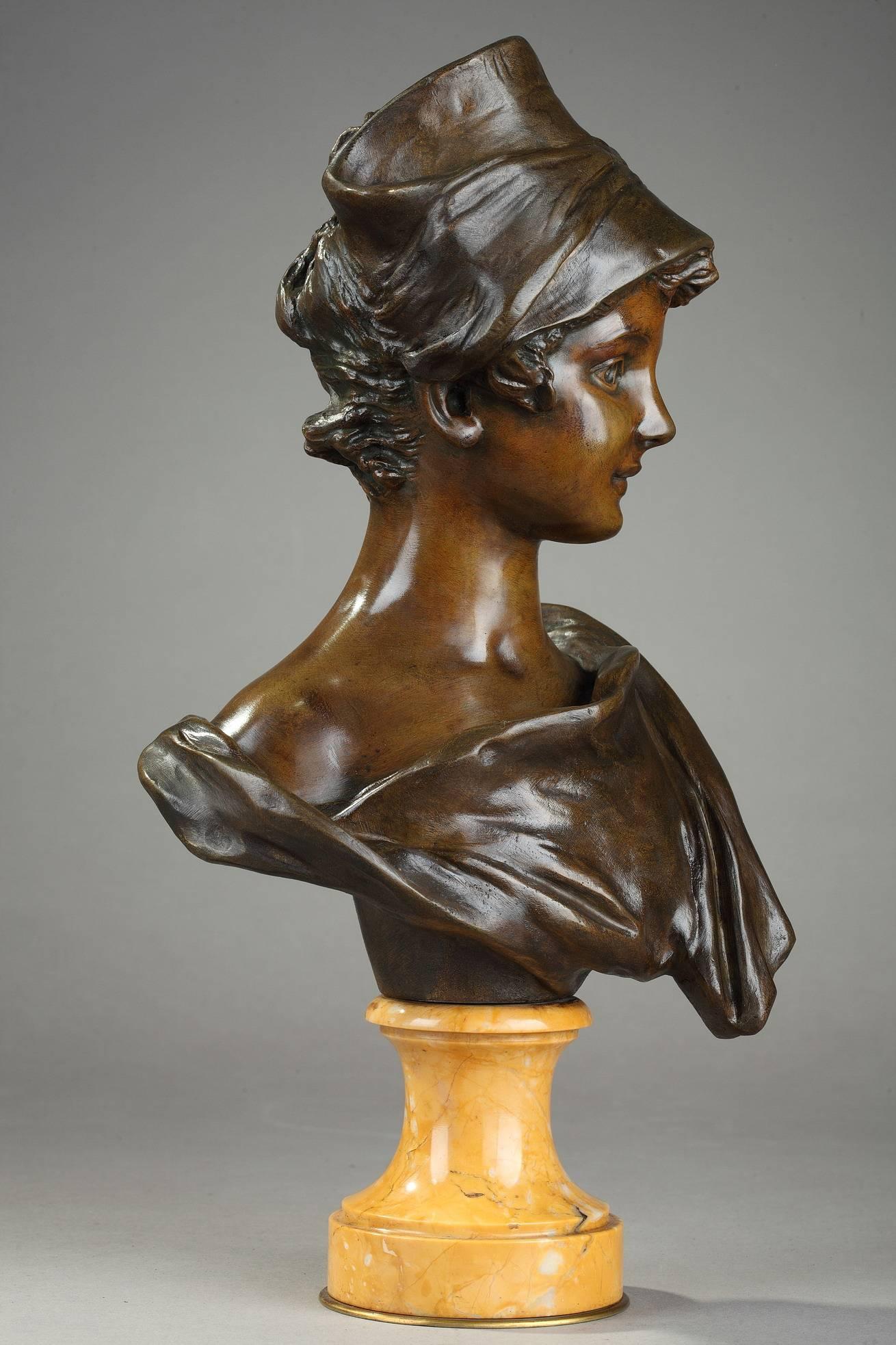 Patinated Young Woman with a Hat by Georges Van der Straeten