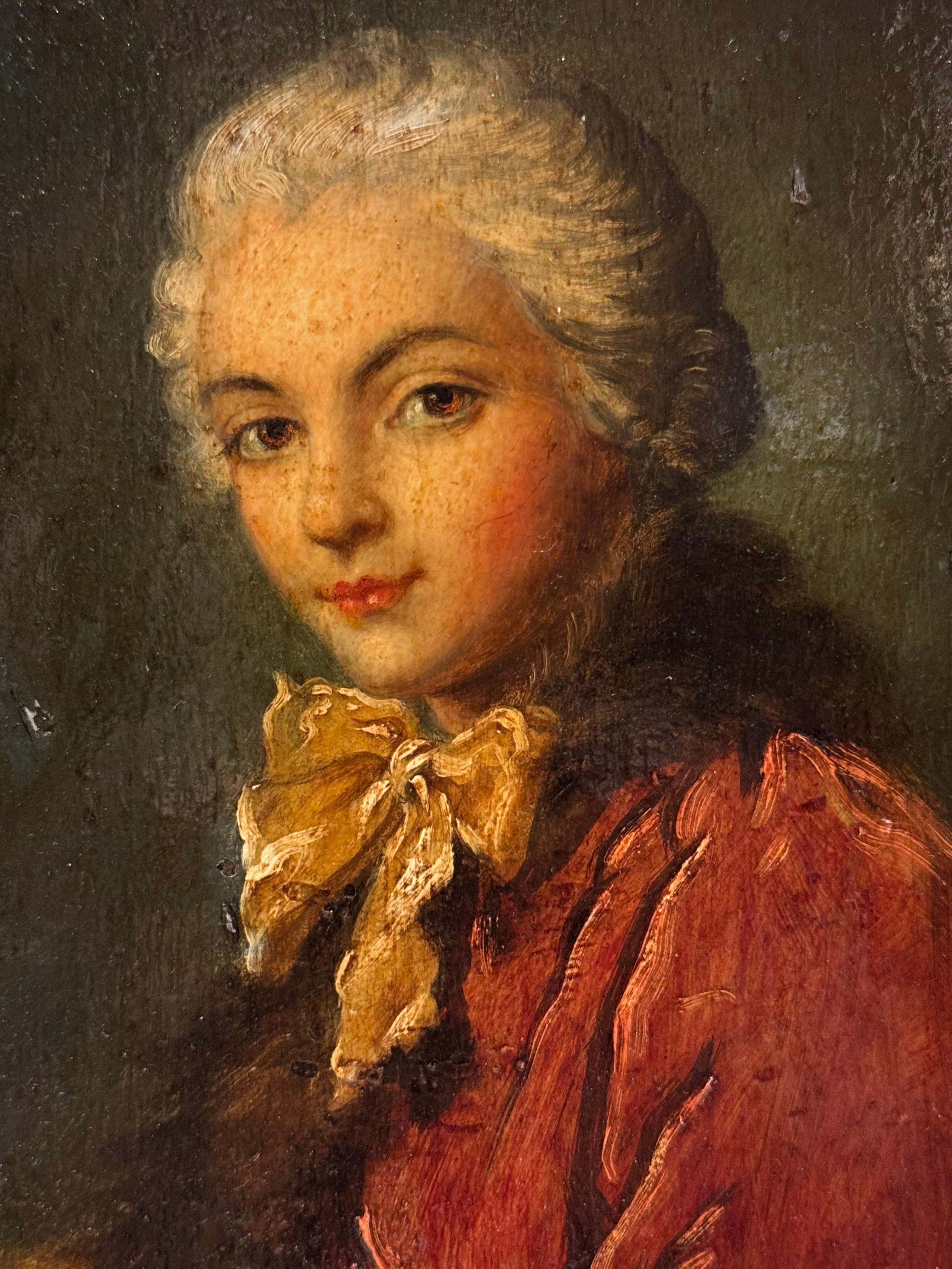 Junge Frau mit Pelzmuff, Frankreich, Ende 18. Jahrhundert. (Louis XVI.) im Angebot