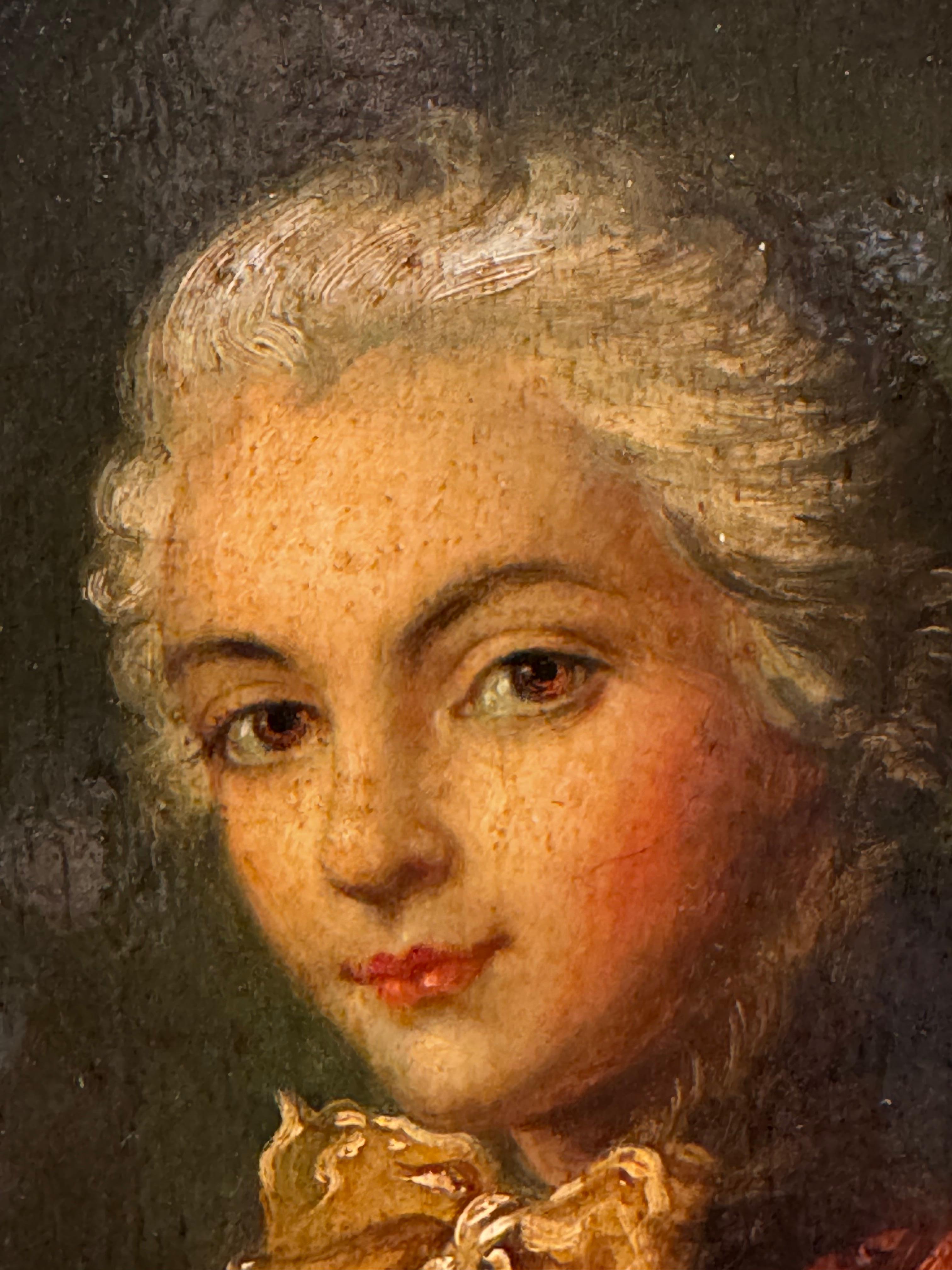 Junge Frau mit Pelzmuff, Frankreich, Ende 18. Jahrhundert. im Zustand „Gut“ im Angebot in PARIS, FR