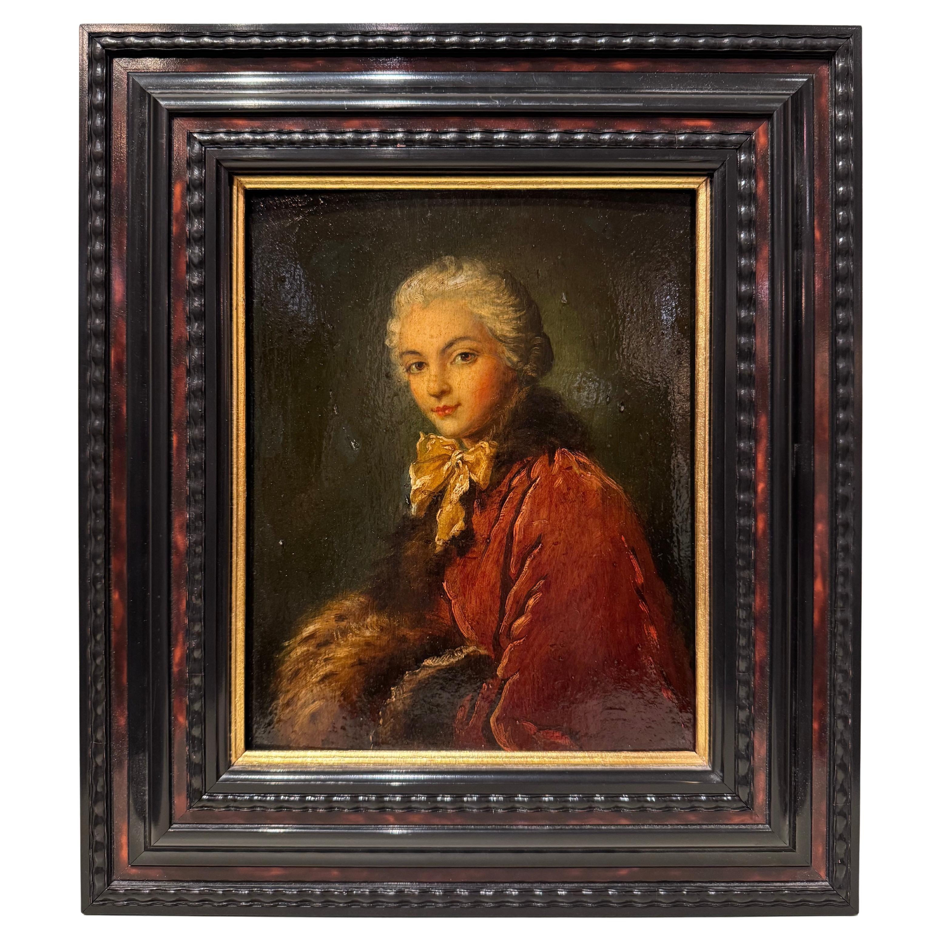 Jeune femme au manchon de fourrure, France, fin du XVIIIe siècle.