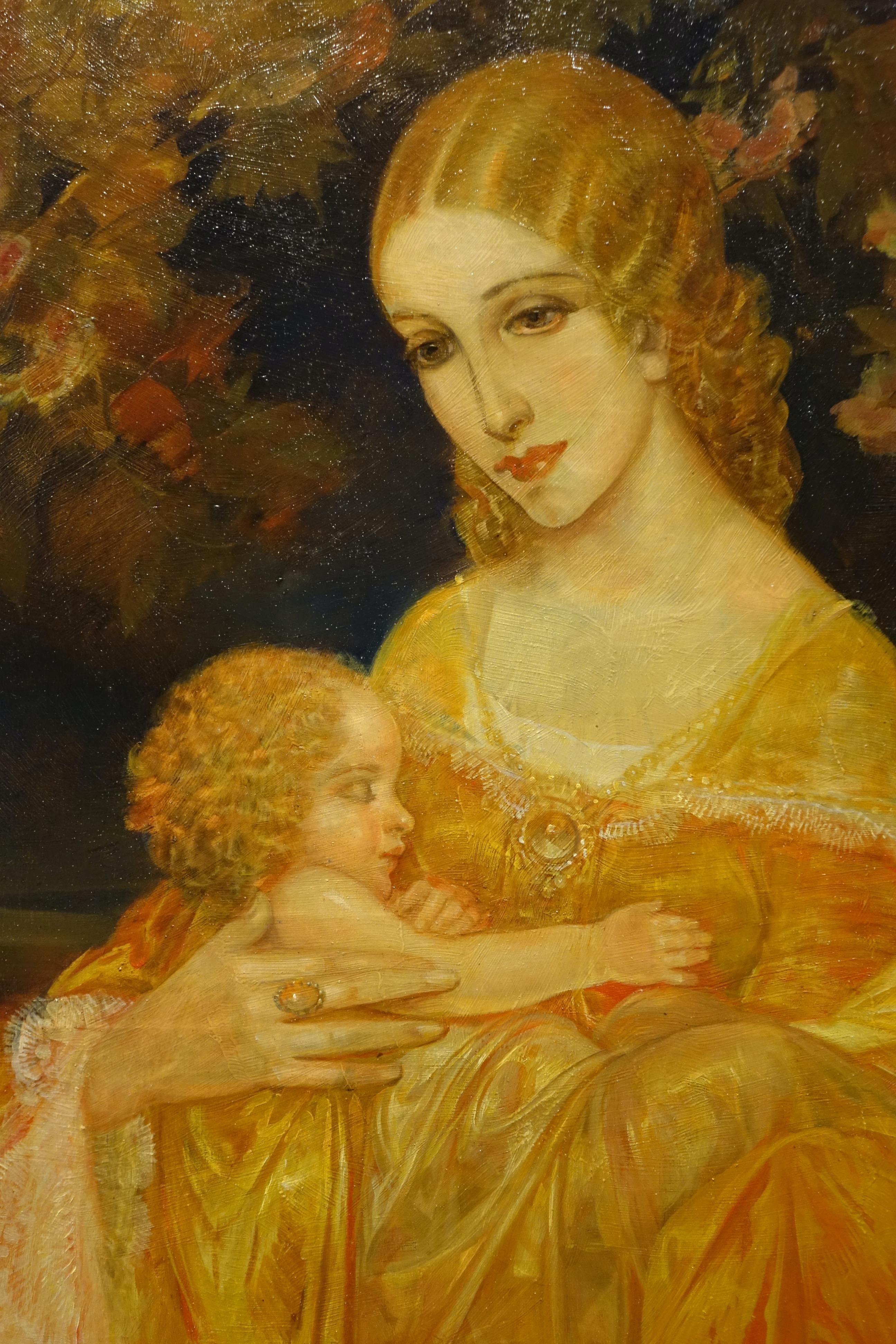 Mujer joven con su hijo, Karel VAN BELLE, 1933 Belga en venta