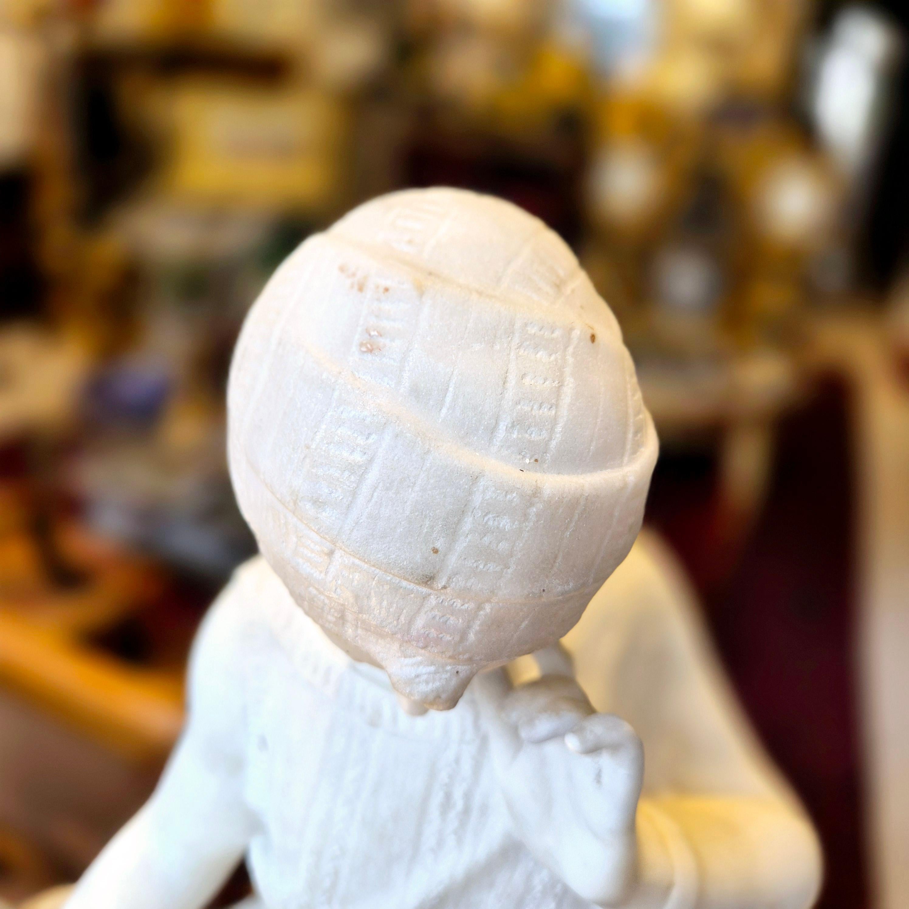 Early 20th Century Young woman with jug, Carrara marble, signed Bonnal, early 20th century For Sale