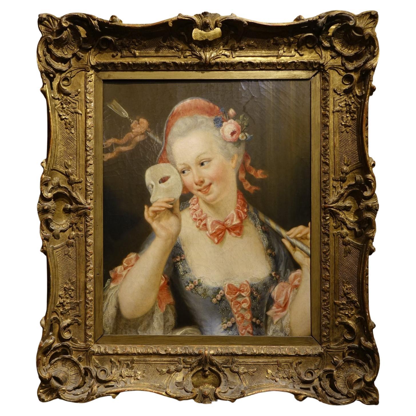 junge Frau mit Maske, Henri SERRUR, 1844