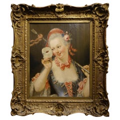 Jeune femme avec masque Henri SERRUR, 1844
