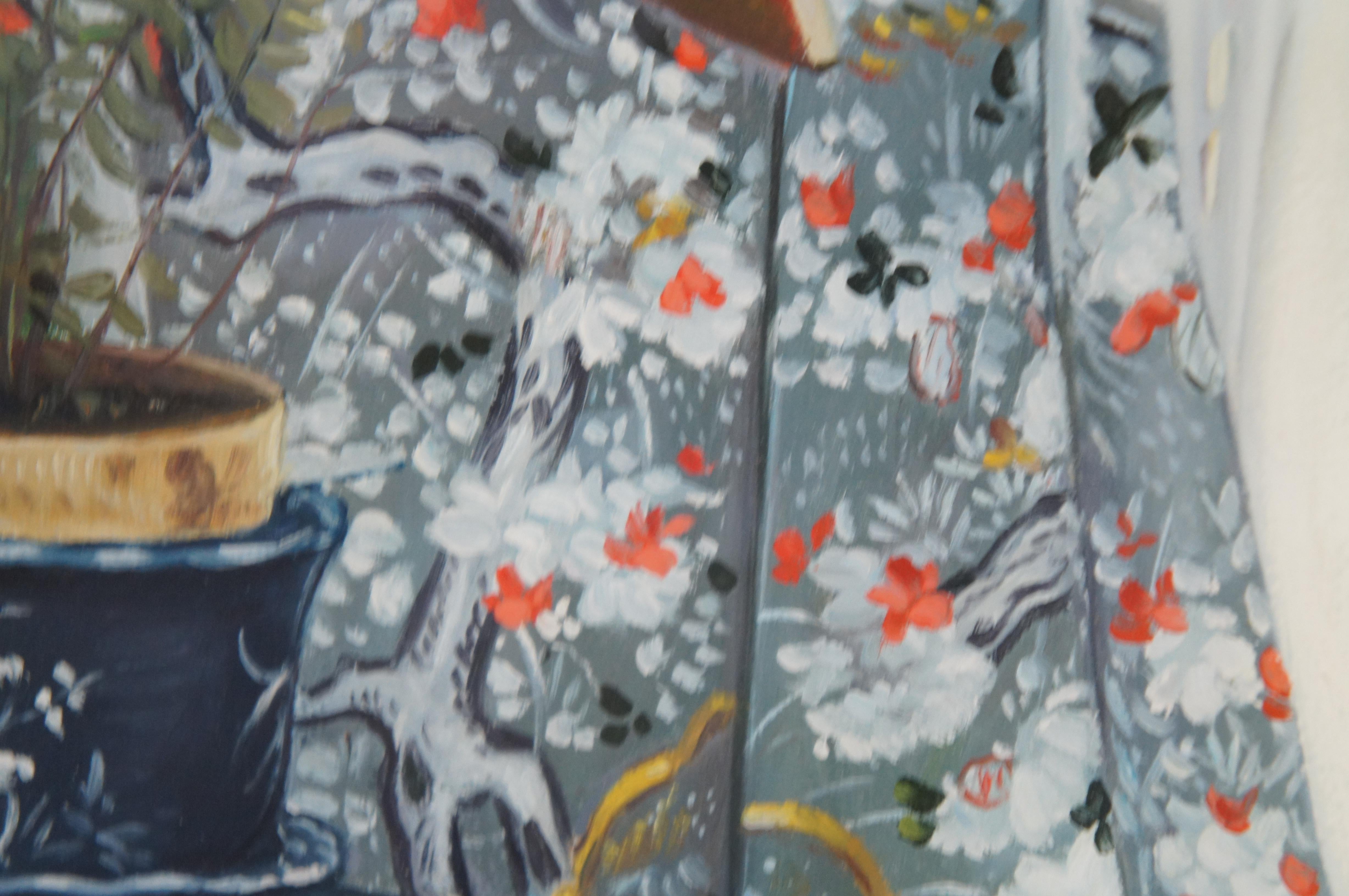 Mujer joven mirando artículos japoneses Pintura al óleo Según James Tissot 35