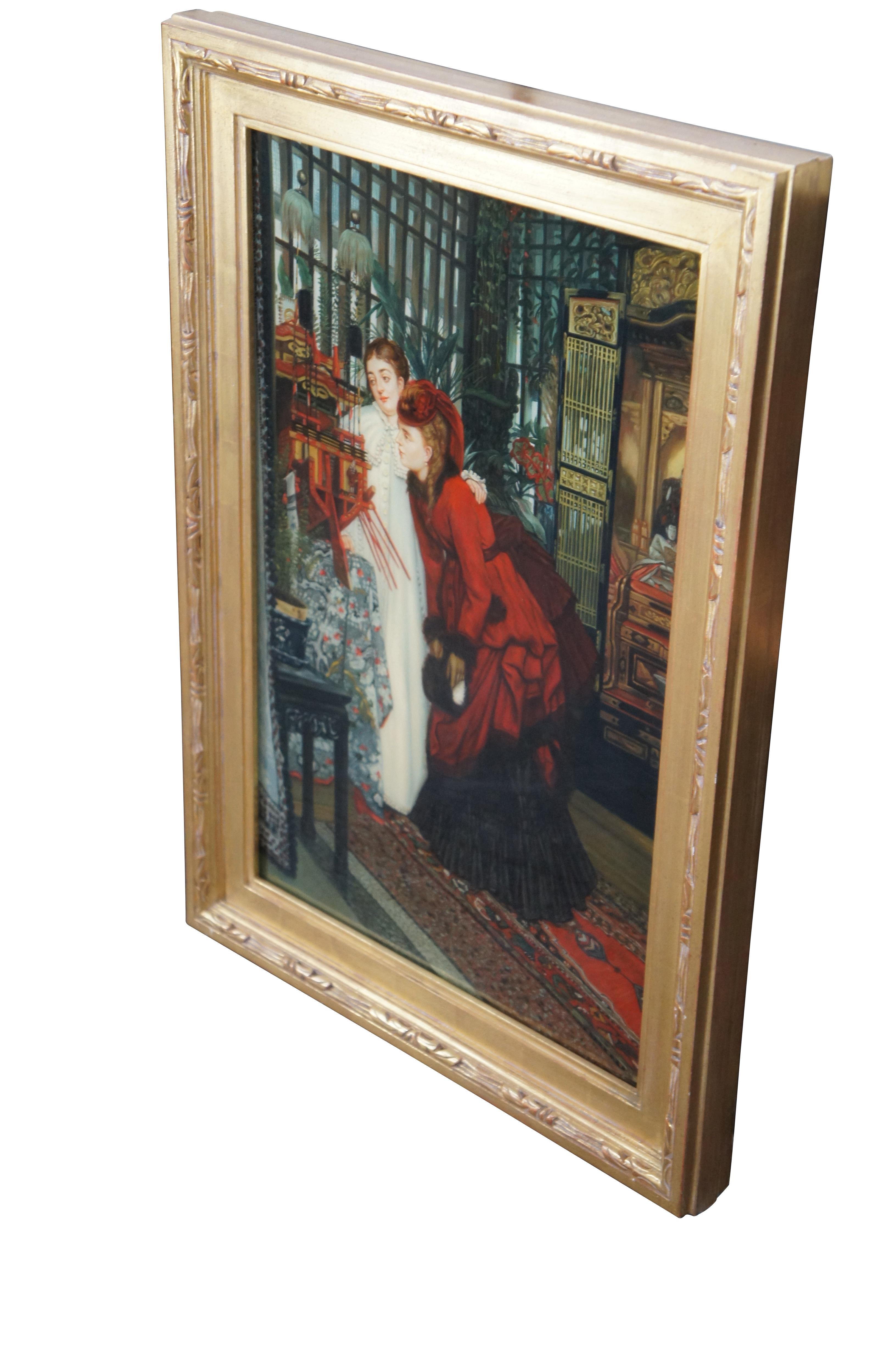 Mujer joven mirando artículos japoneses Pintura al óleo Según James Tissot 35