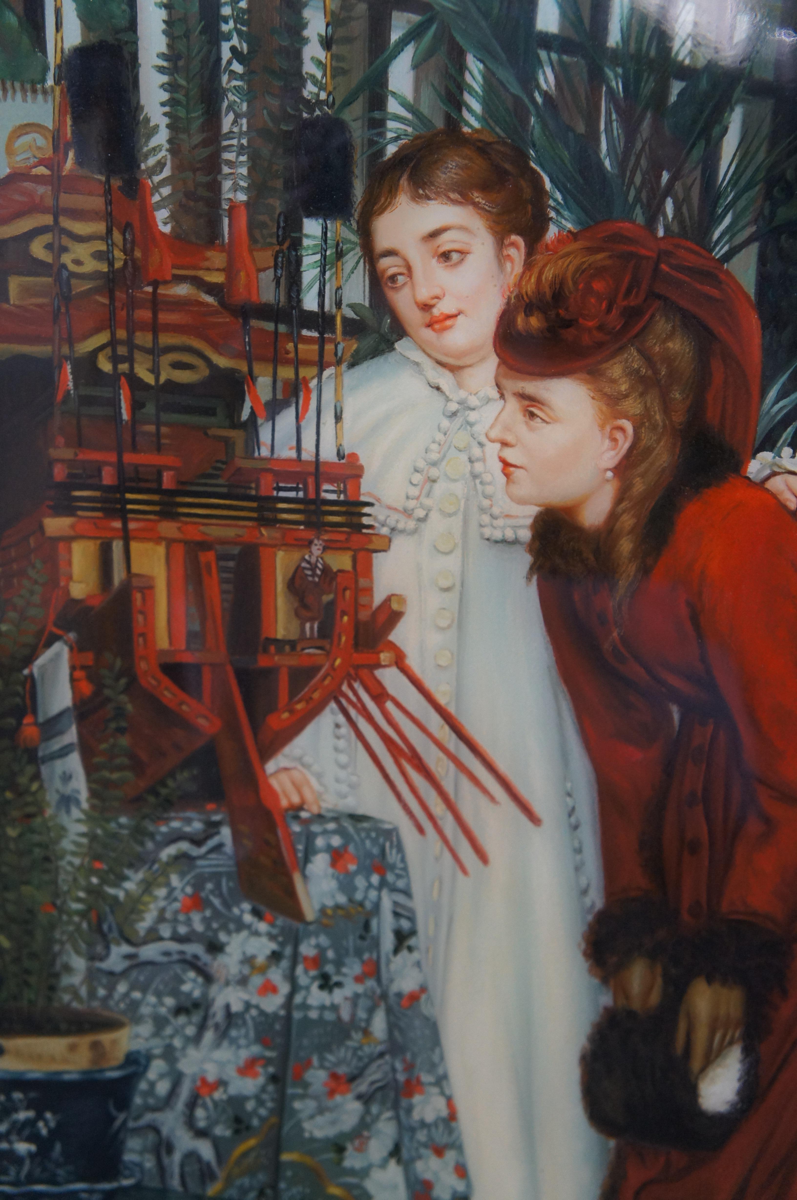 Mujer joven mirando artículos japoneses Pintura al óleo Según James Tissot 35