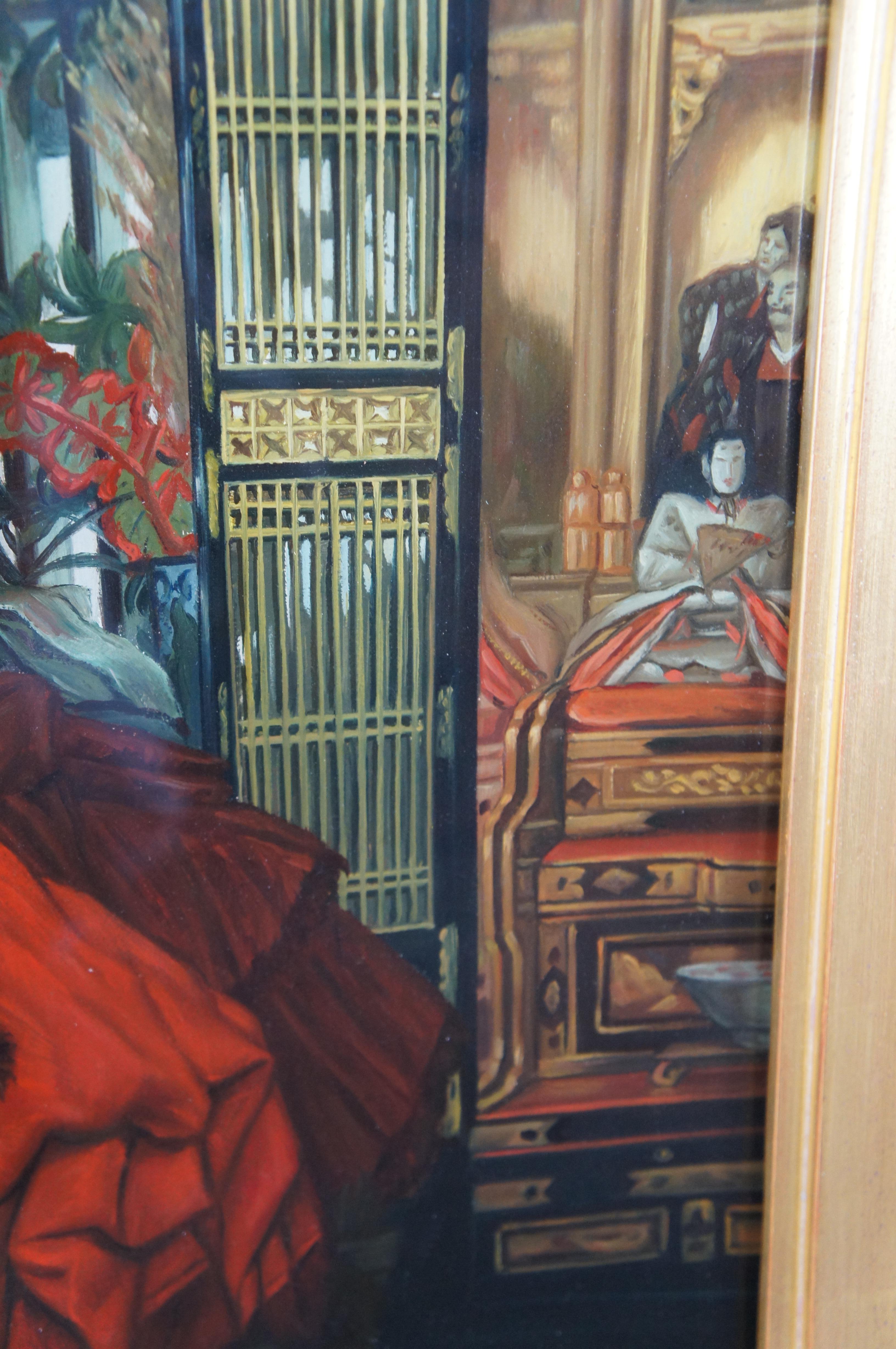 Mujer joven mirando artículos japoneses Pintura al óleo Según James Tissot 35