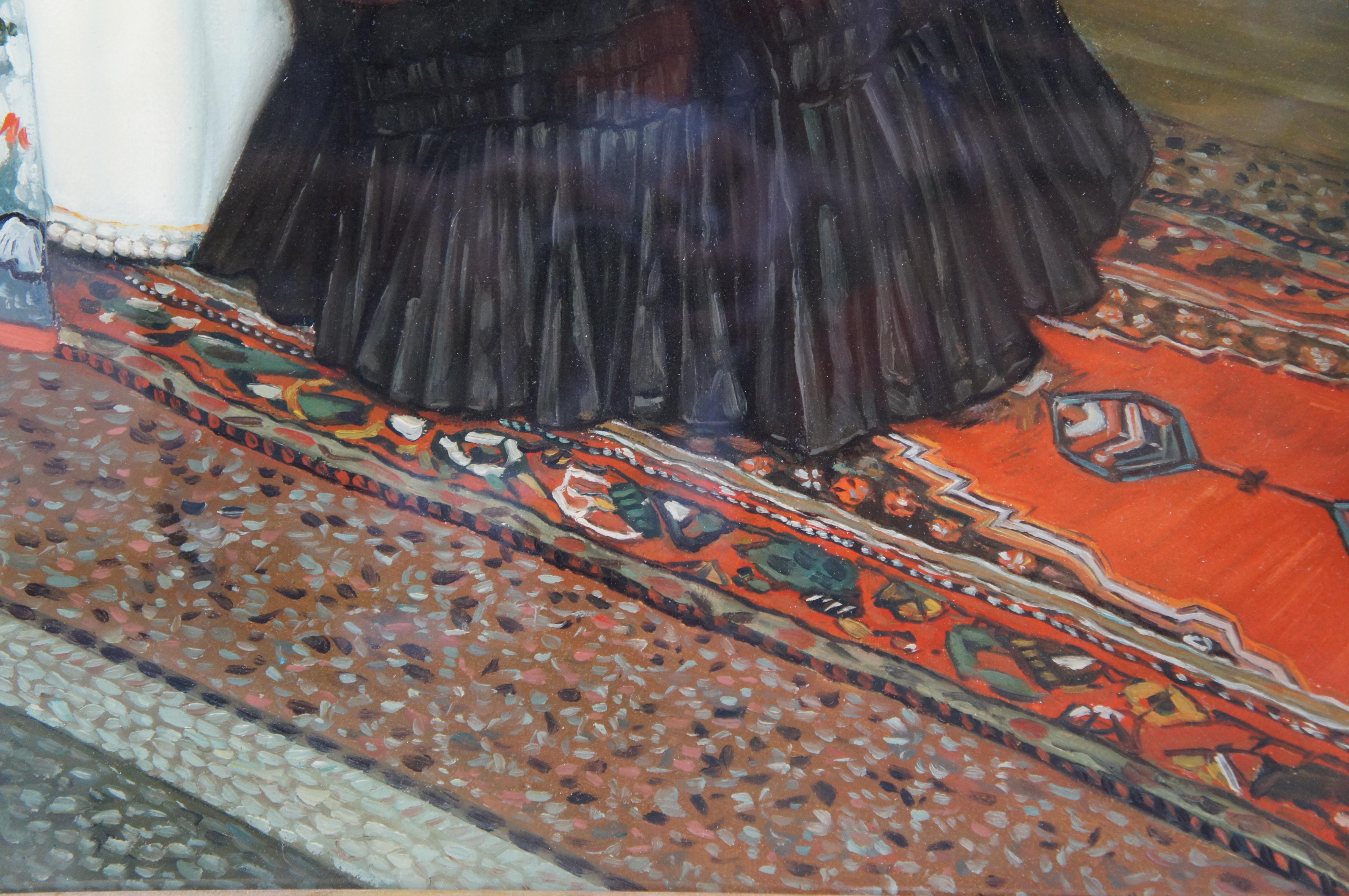 Mujer joven mirando artículos japoneses Pintura al óleo Según James Tissot 35
