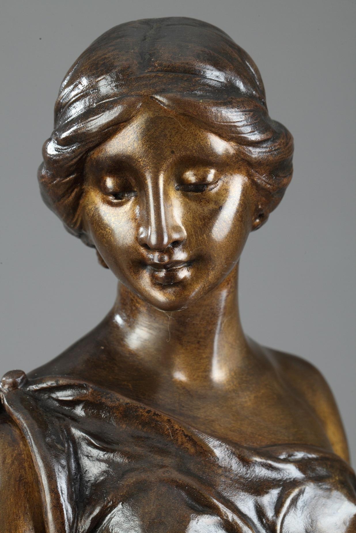 Patinated Young Women with Flowers by Sylvain Kinsburger For Sale