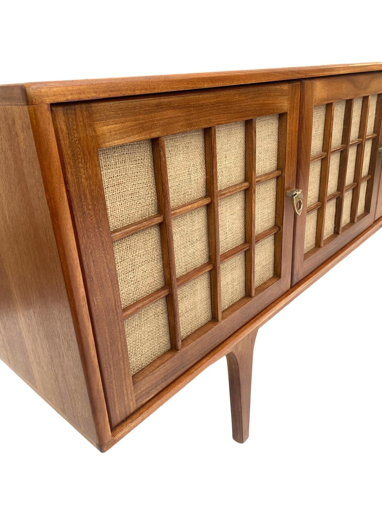 Younger Teak and Hessian Long Sideboard Midcentury, 1960s 5