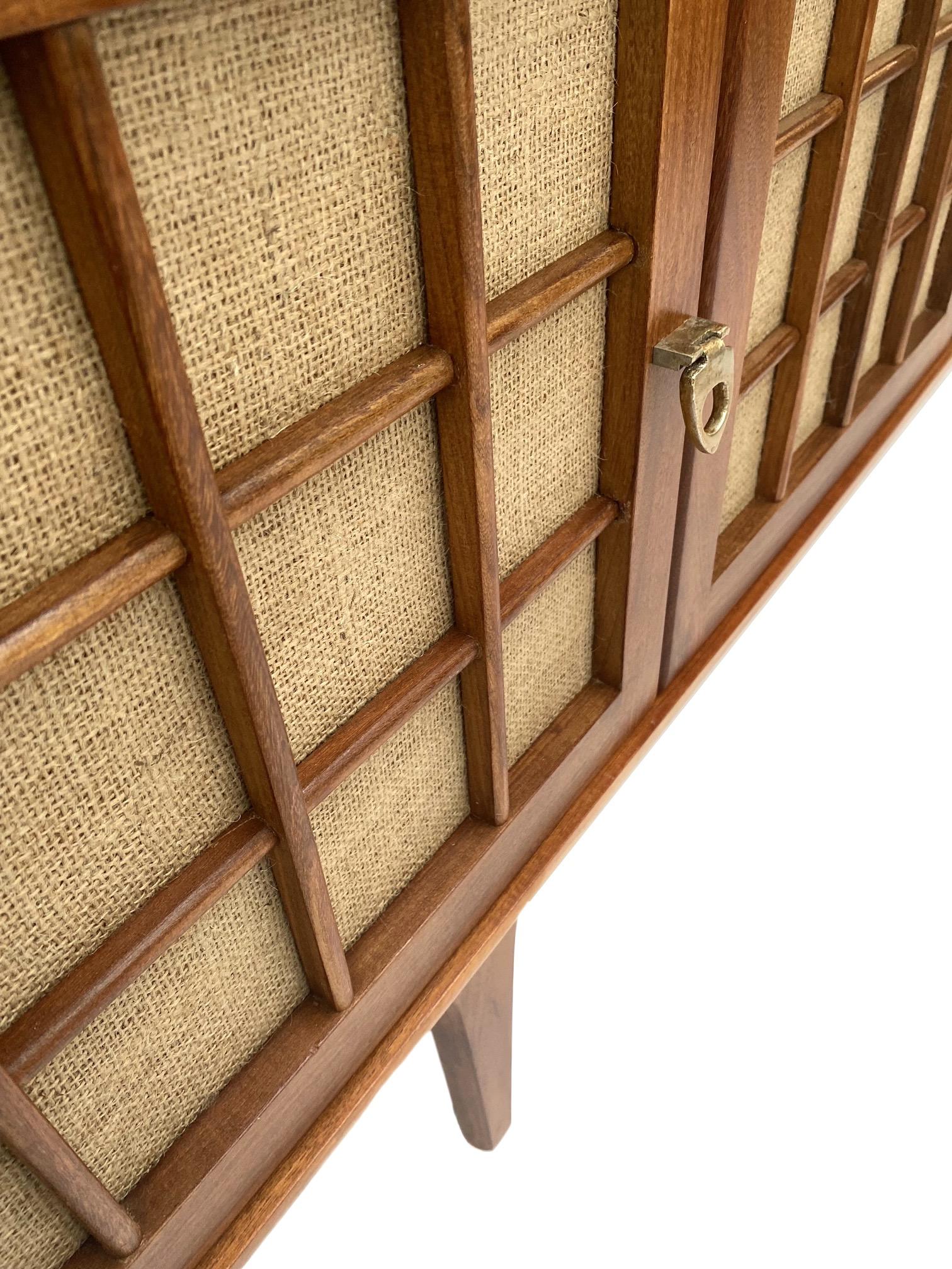 Younger Teak and Hessian Long Sideboard Midcentury, 1960s 11