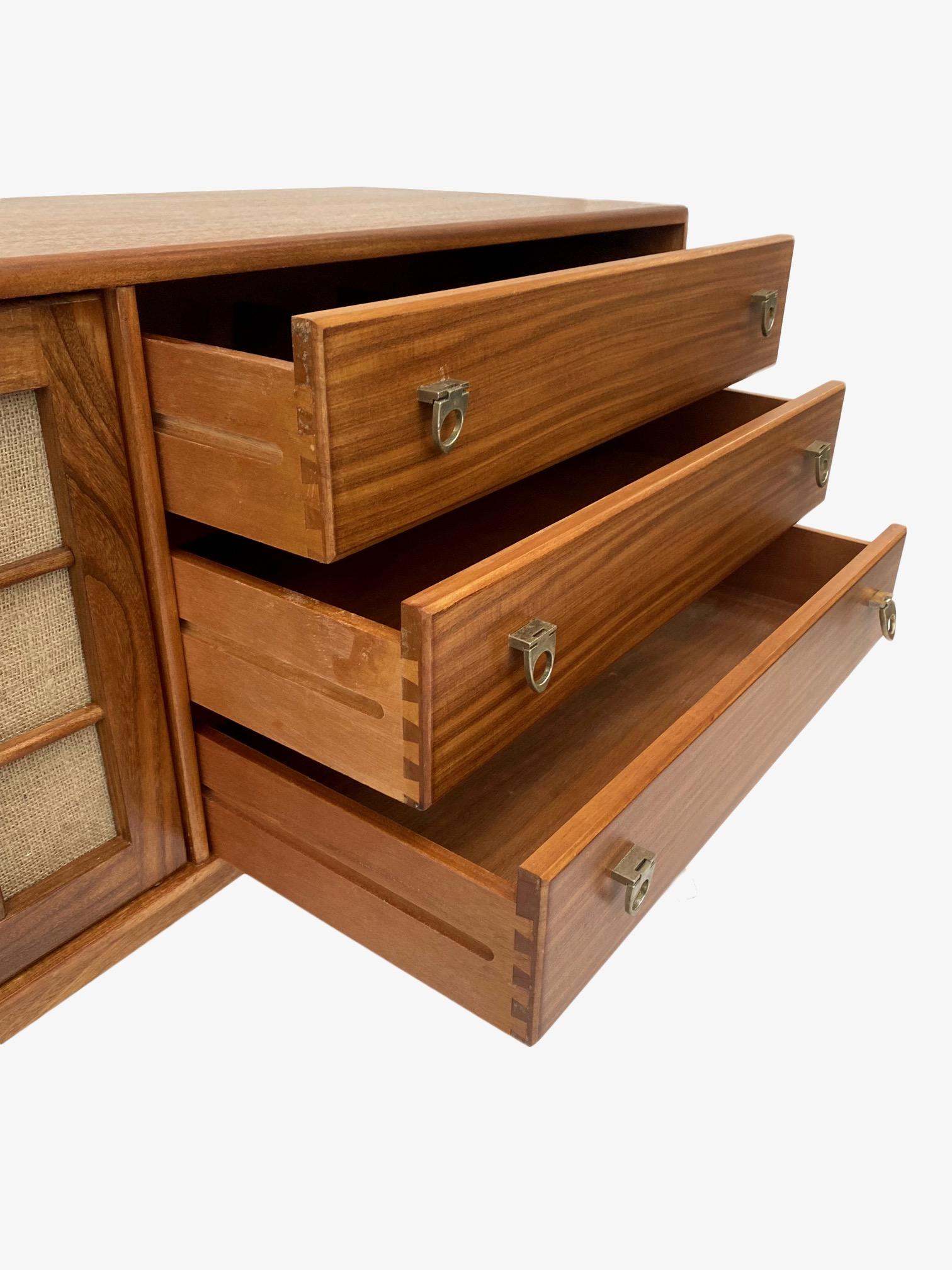 Mid-Century Modern Younger Teak and Hessian Long Sideboard Midcentury, 1960s