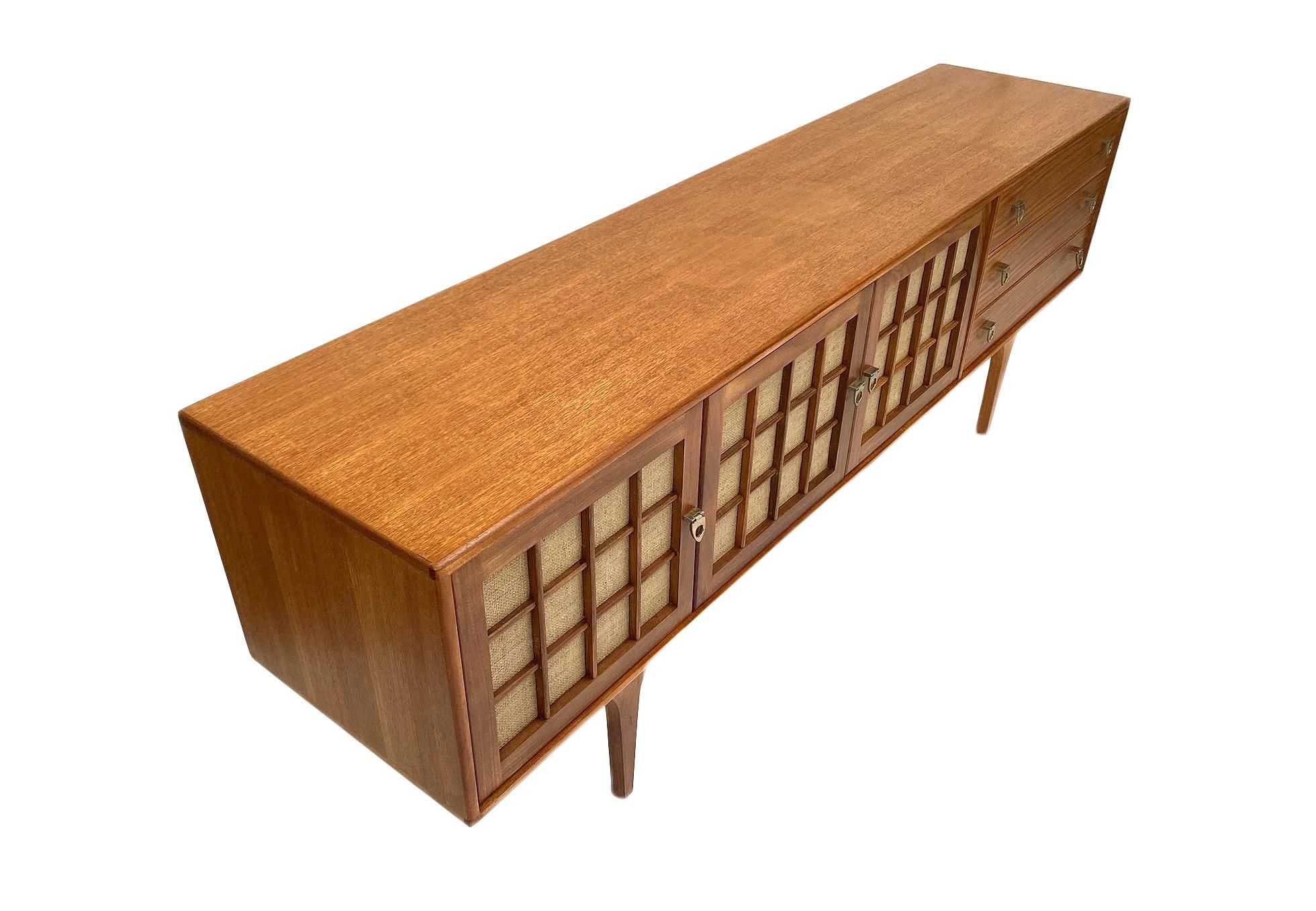Younger Teak and Hessian Long Sideboard Midcentury, 1960s In Excellent Condition In London, GB