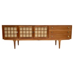 Vintage Younger Teak and Hessian Long Sideboard Midcentury, 1960s