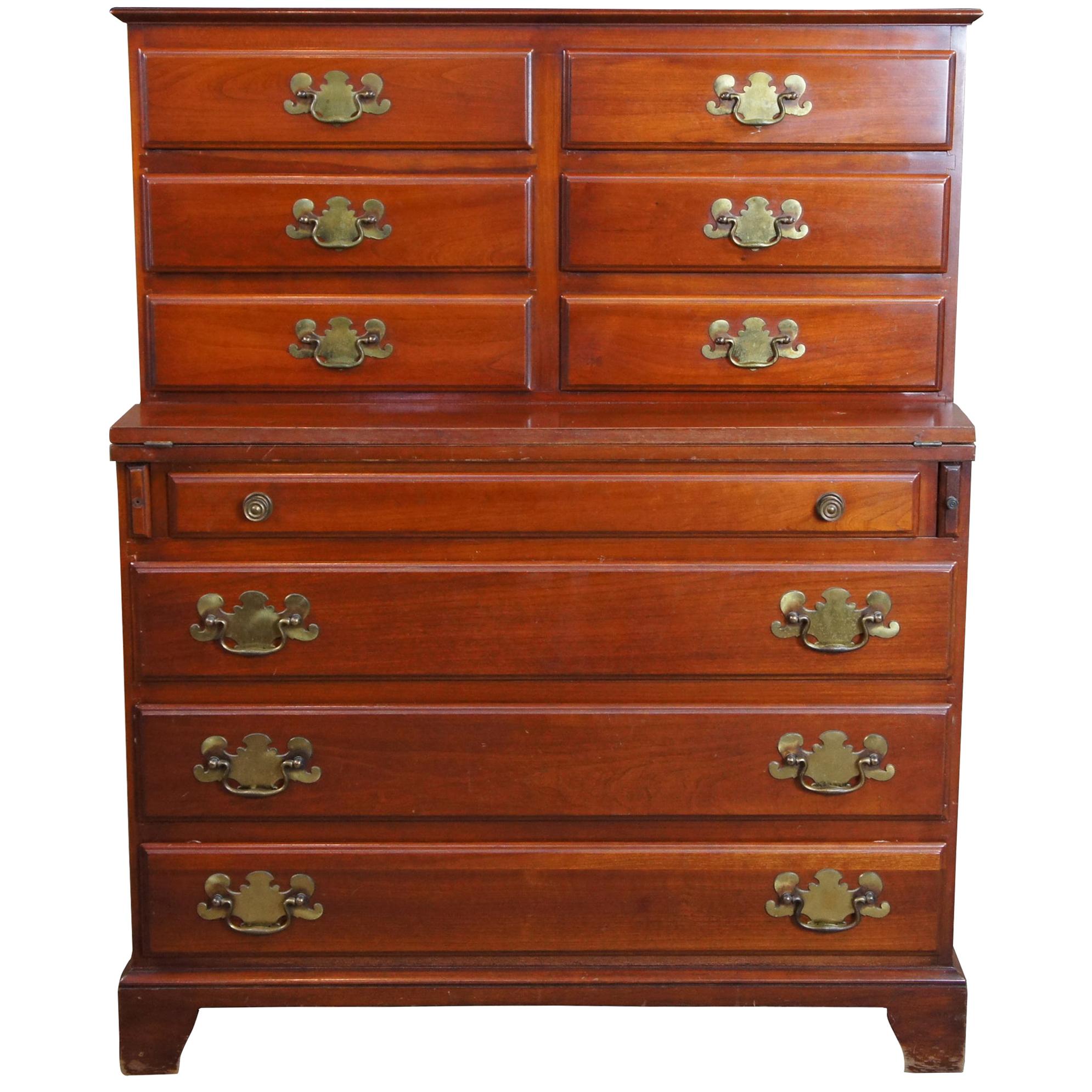 Youngsville Star Mfg Colonial Cherry Gentlemans Flip Top Secretary Chest Dresser