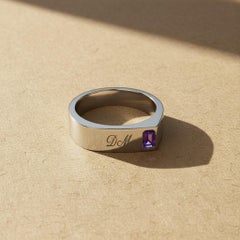 Anello da uomo con le tue iniziali - Personalizzato con ametista baguette