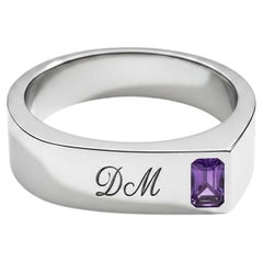 Anello da uomo con le tue iniziali - Personalizzato con ametista baguette