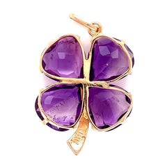 Your Lucky Amethyst 4 Leaf Clover Gold Charm