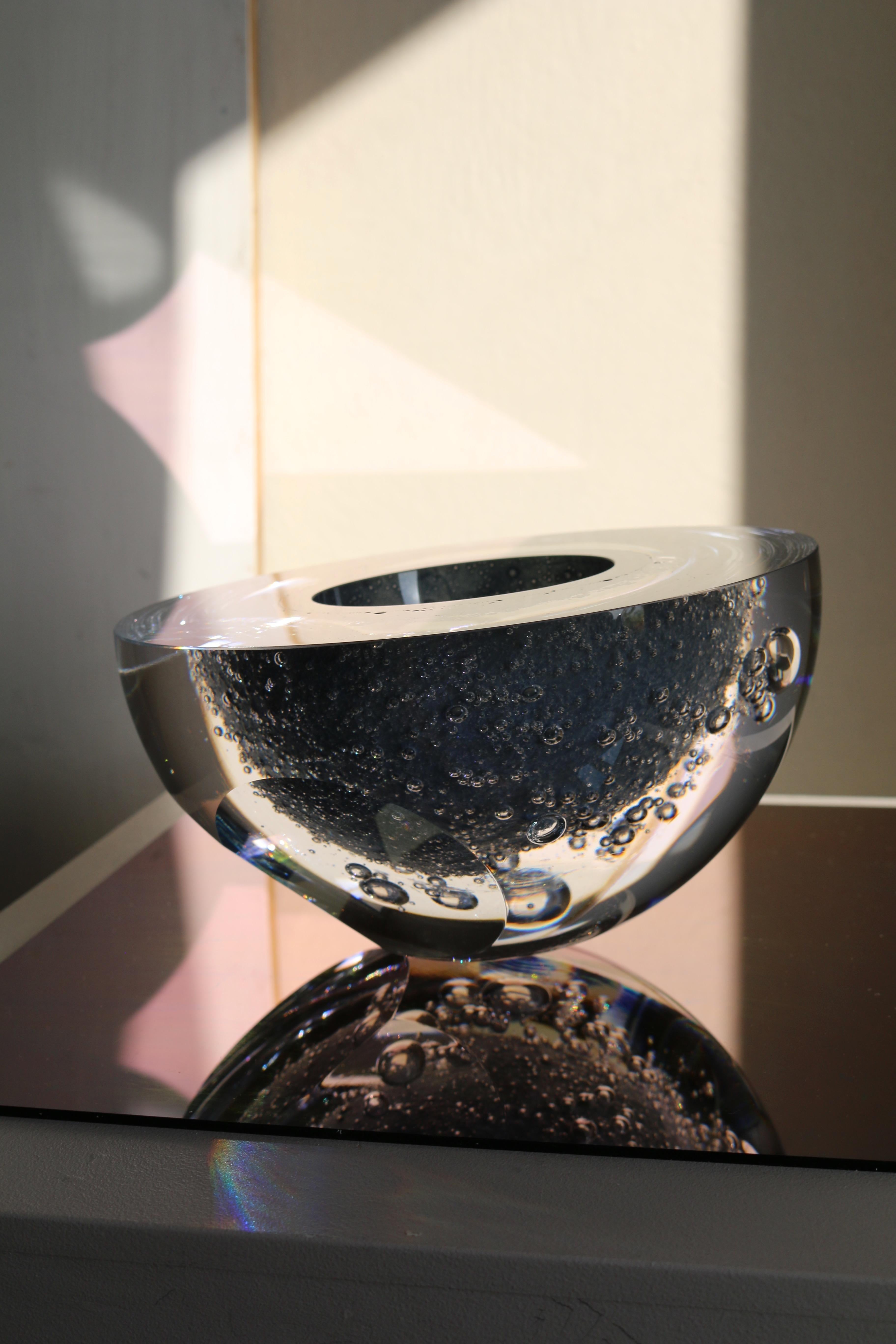 Organic Modern 'Blue Lotus' glass bowl For Sale