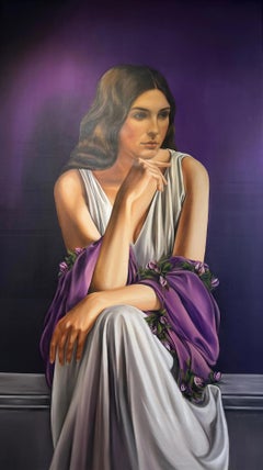 "Violet" Peinture à l'huile 55" x 32" pouces par Yousra Hafad			
