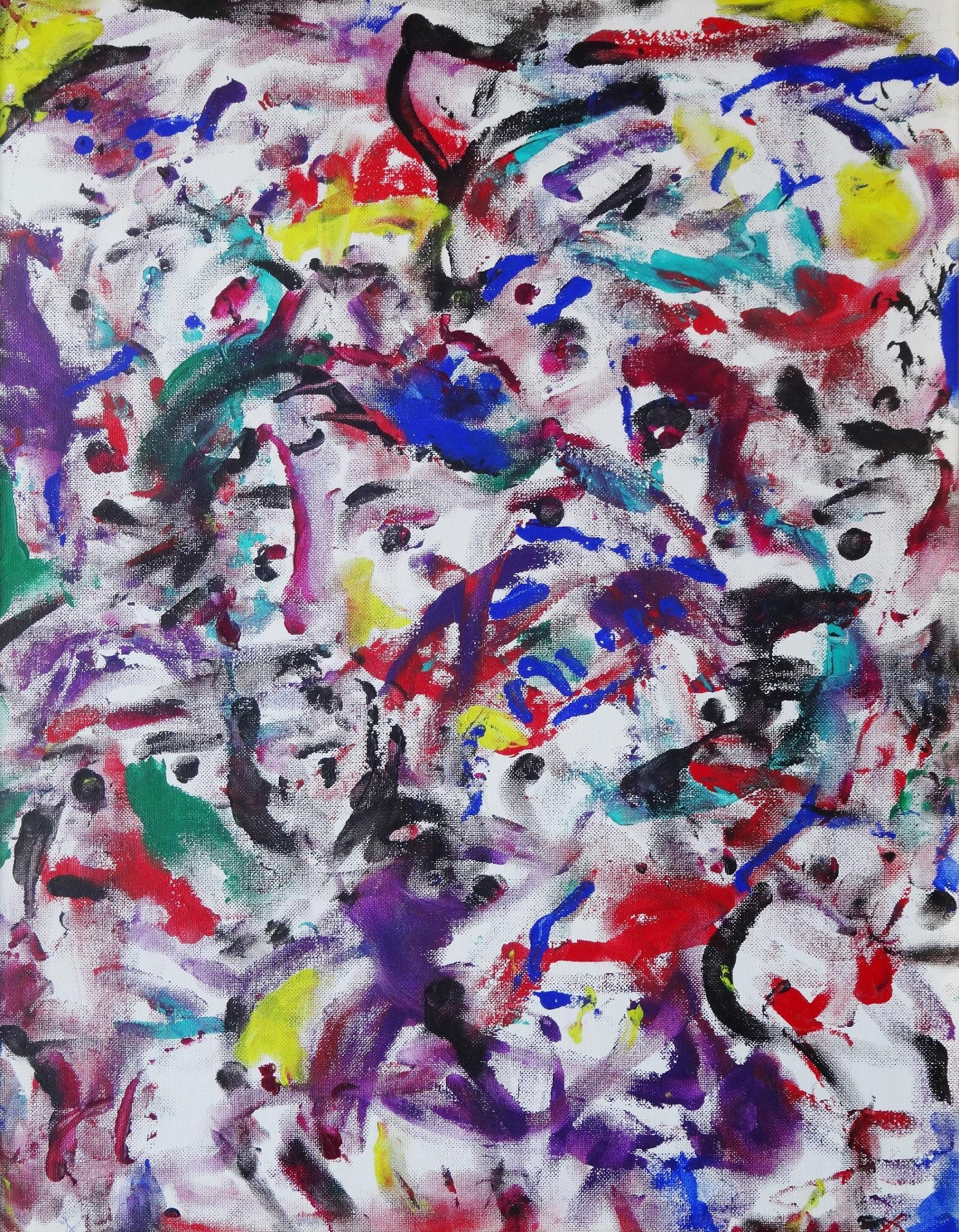 "Composition abstraite 3" Peinture à l'huile abstraite 24" x 18" pouces par Youssef Sida
