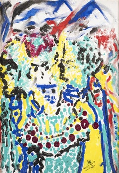 "Composición abstracta 4" Pintura al óleo abstracta 20" x 16" pulgadas by Youssef Sida