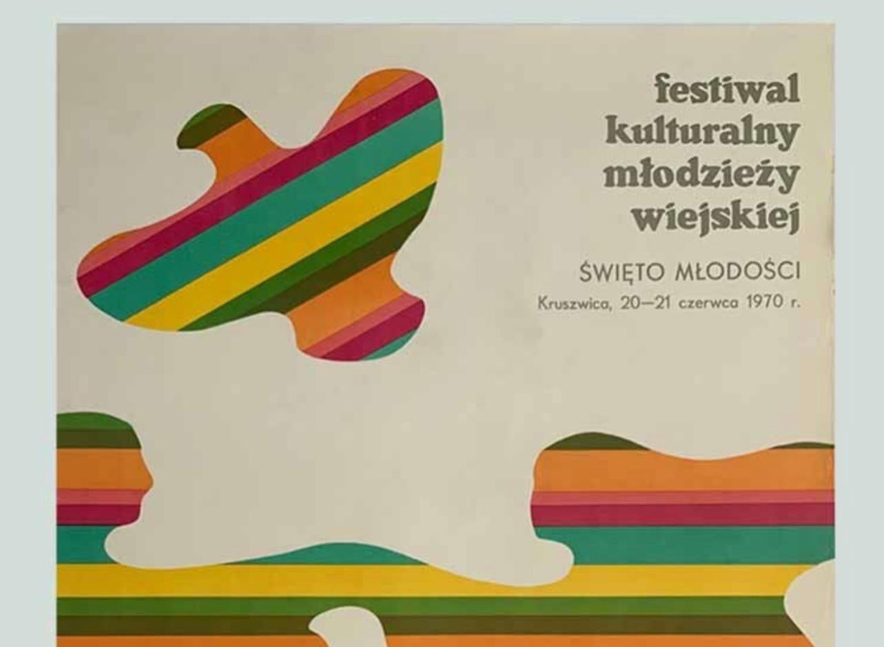 Mid-Century Modern Festival de culture des jeunes, affiche polonaise vintage par Boguslaw Lustyk, 1970  en vente