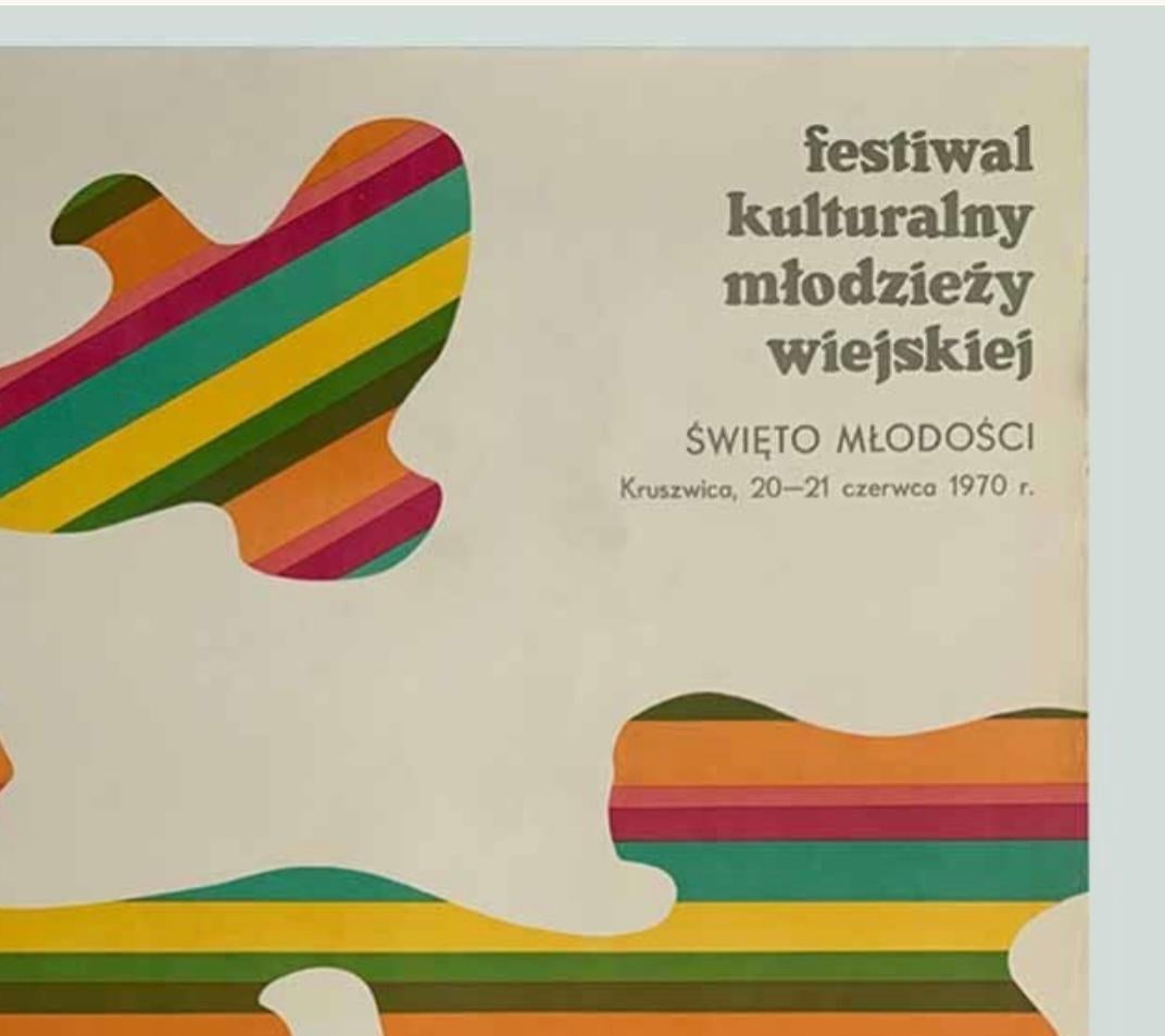 Youth Culture Festival, Vintage Polish Poster by Boguslaw Lustyk, 1970  In Excellent Condition For Sale In London, GB
