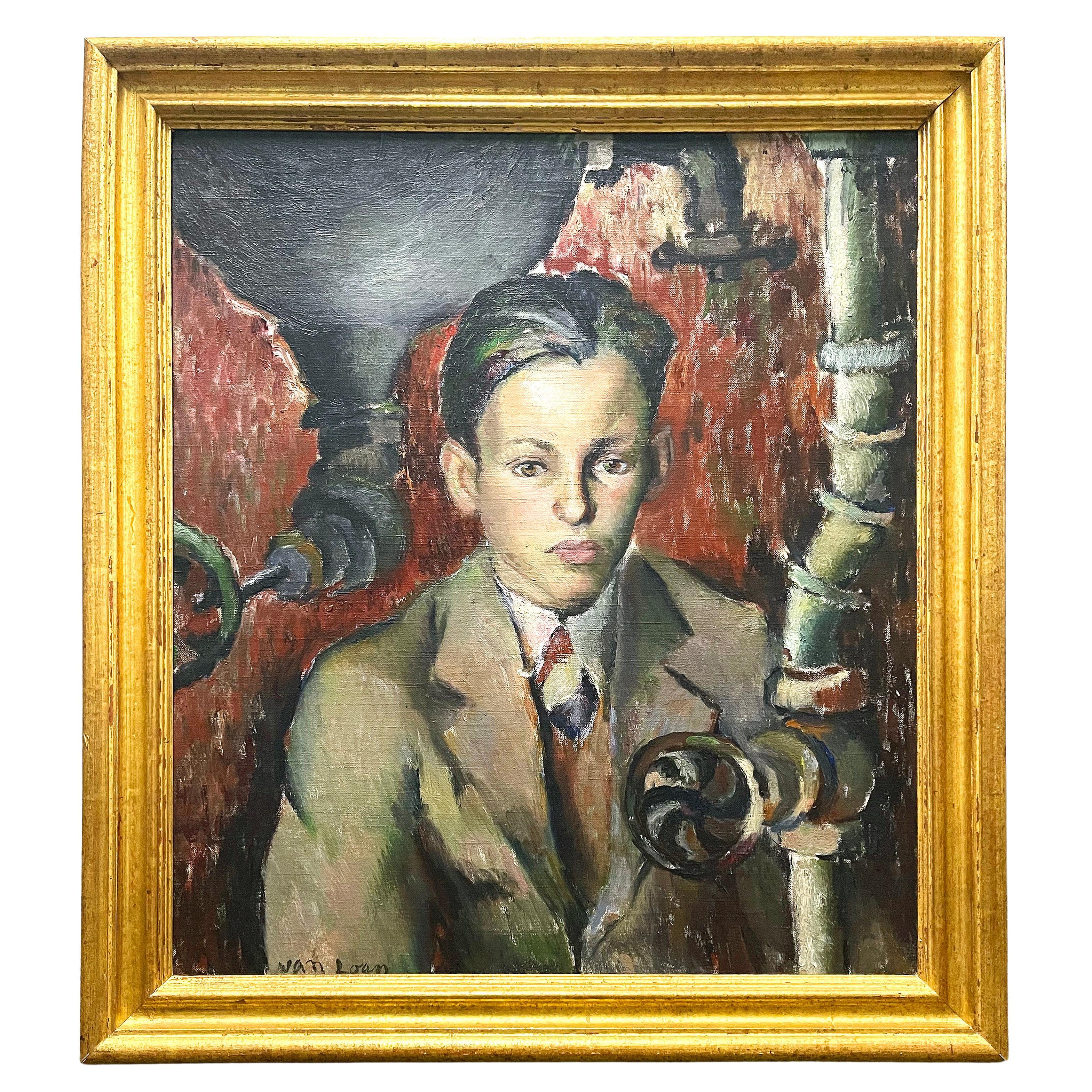 "Youth with Pipes and Valves, " Sensitive Portrait of Young Man, Dorothy Van Loan For Sale