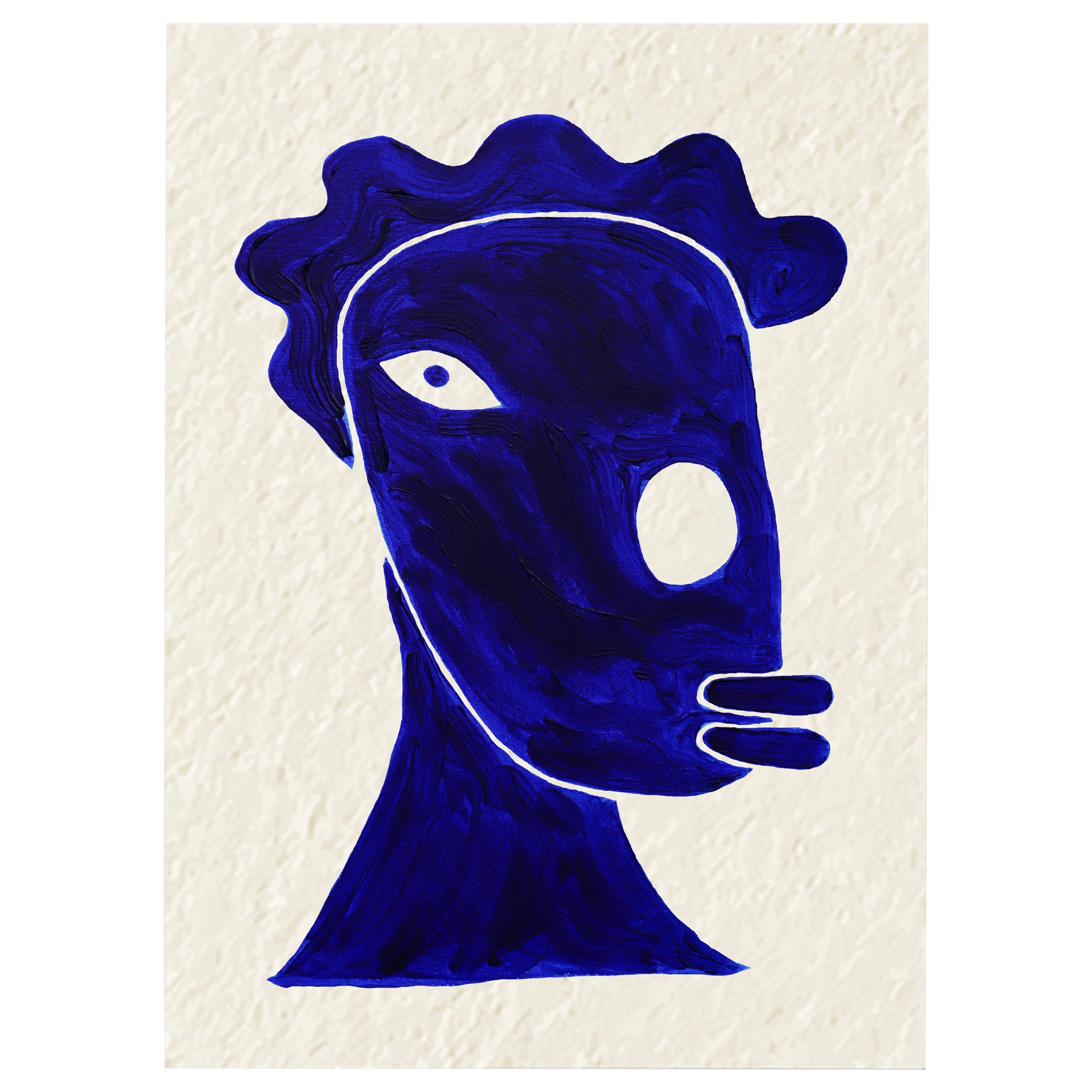 Yow Blue African Contemporary Print on Giclée Hahnemühle Abstract Expressionism