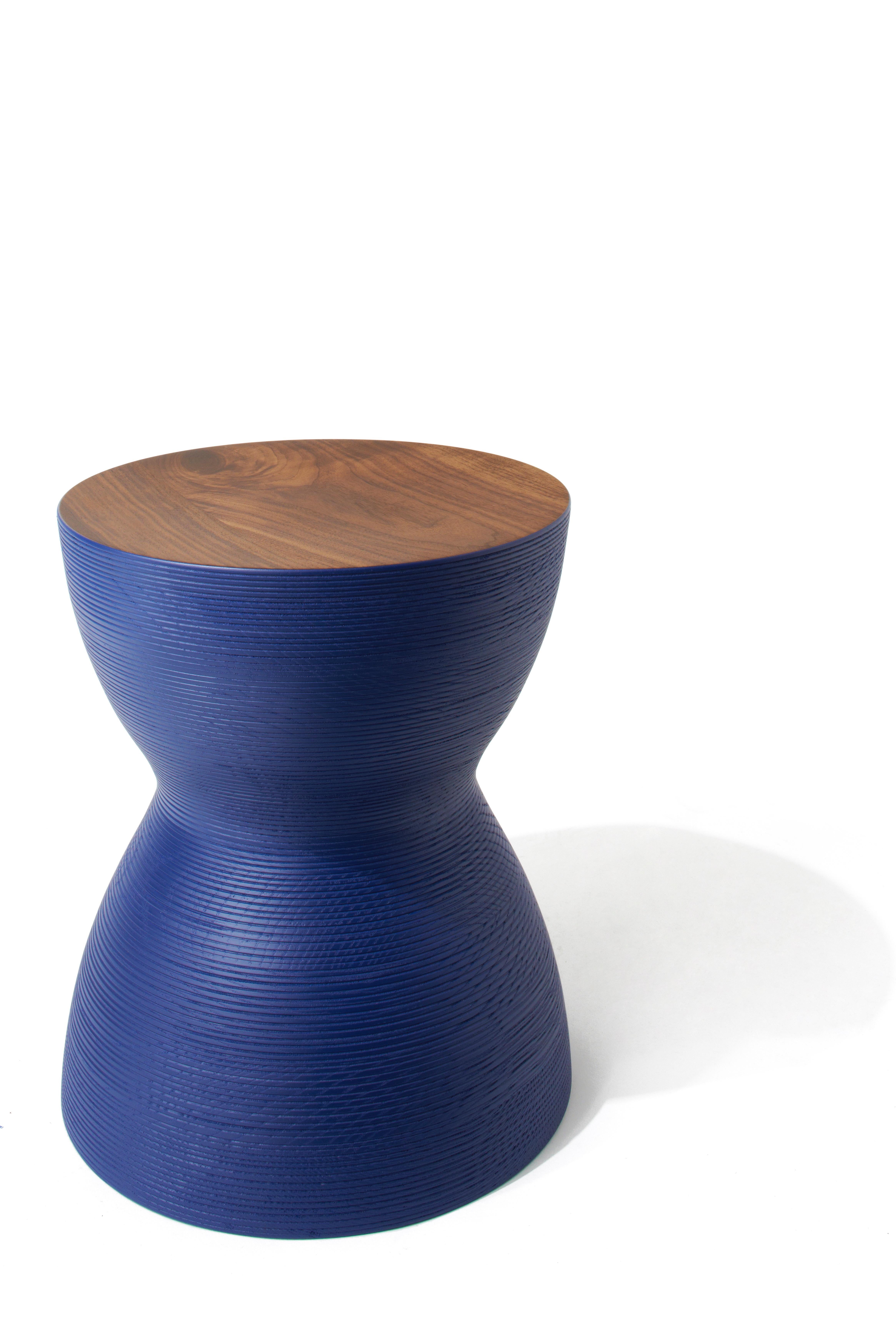 American YoYo Stool, Hand-Turned, Hardwood Side Table or Seating, in Black For Sale