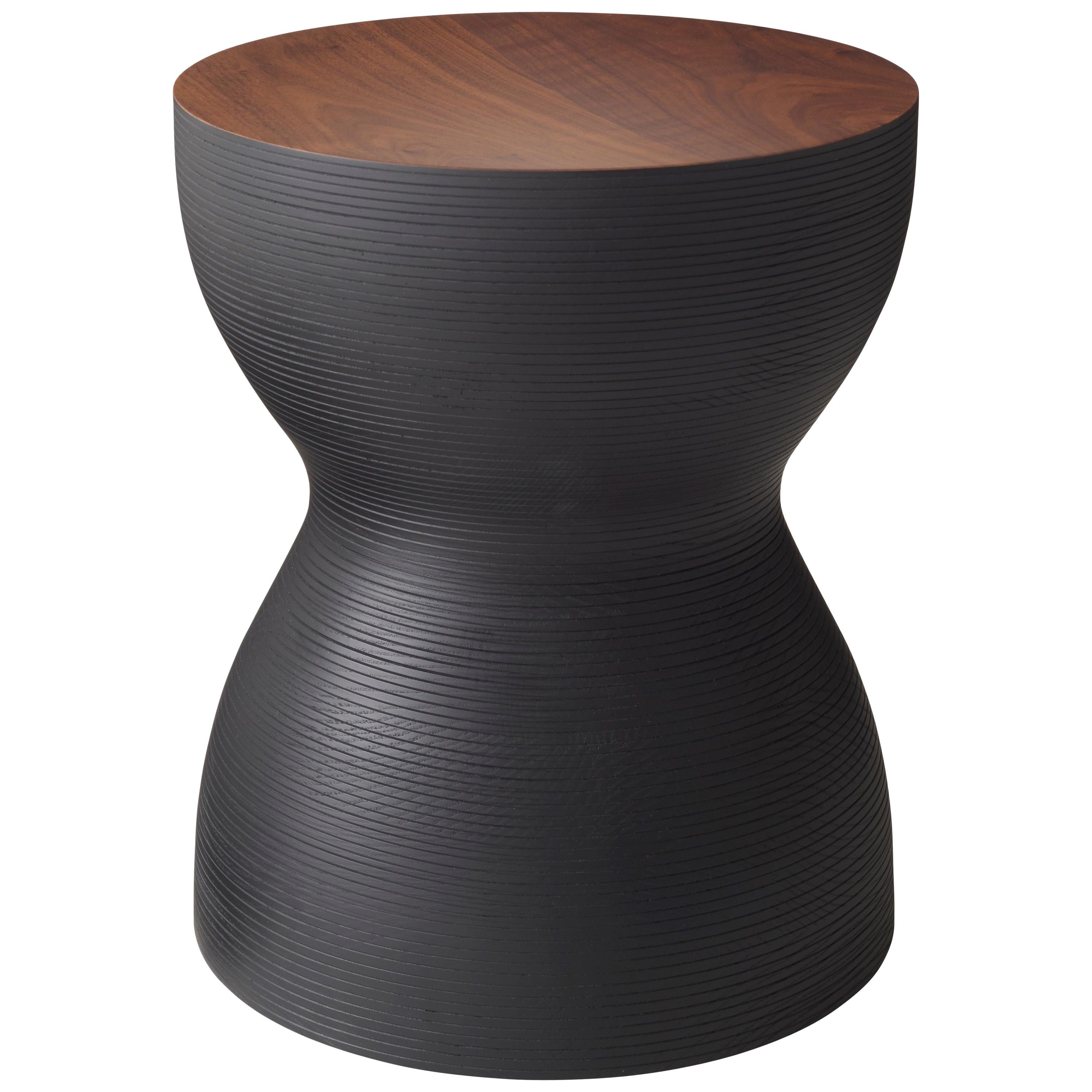 YoYo Stool, Hand-Turned, Hardwood Side Table or Seating, in Black