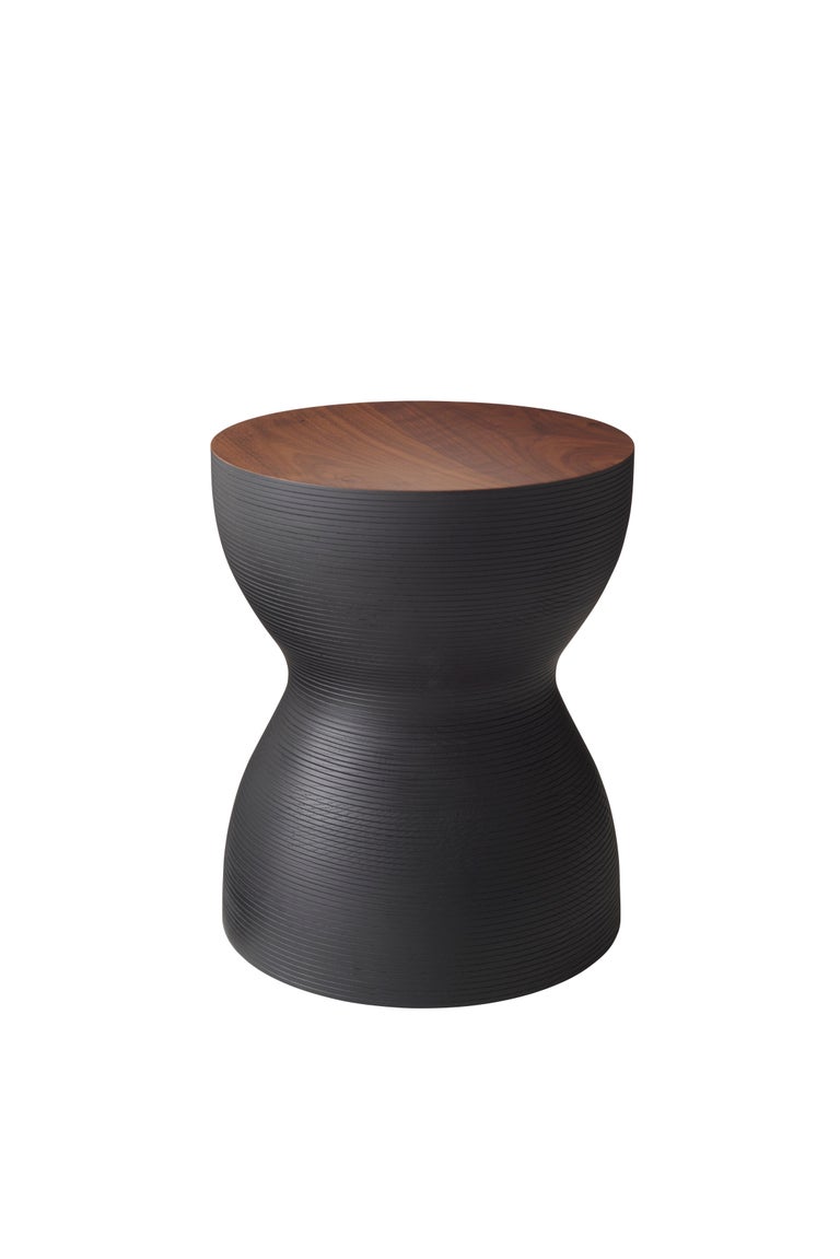 Modern YoYo Stool, Hand-Turned, Hardwood Side Table or Seating, Natural For Sale