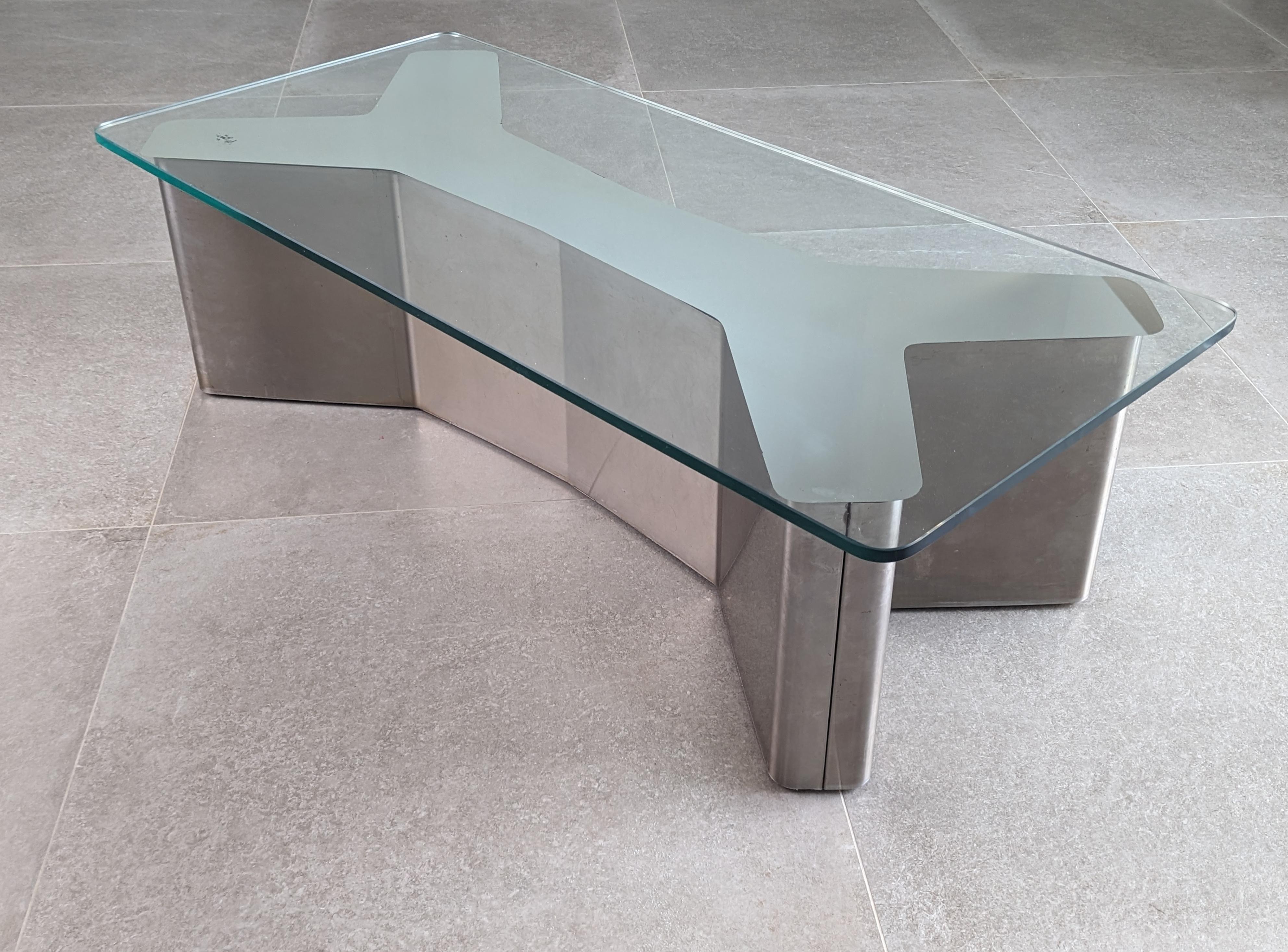 Mid-Century Modern Ypsilon stainless steel table 1970s For Sale