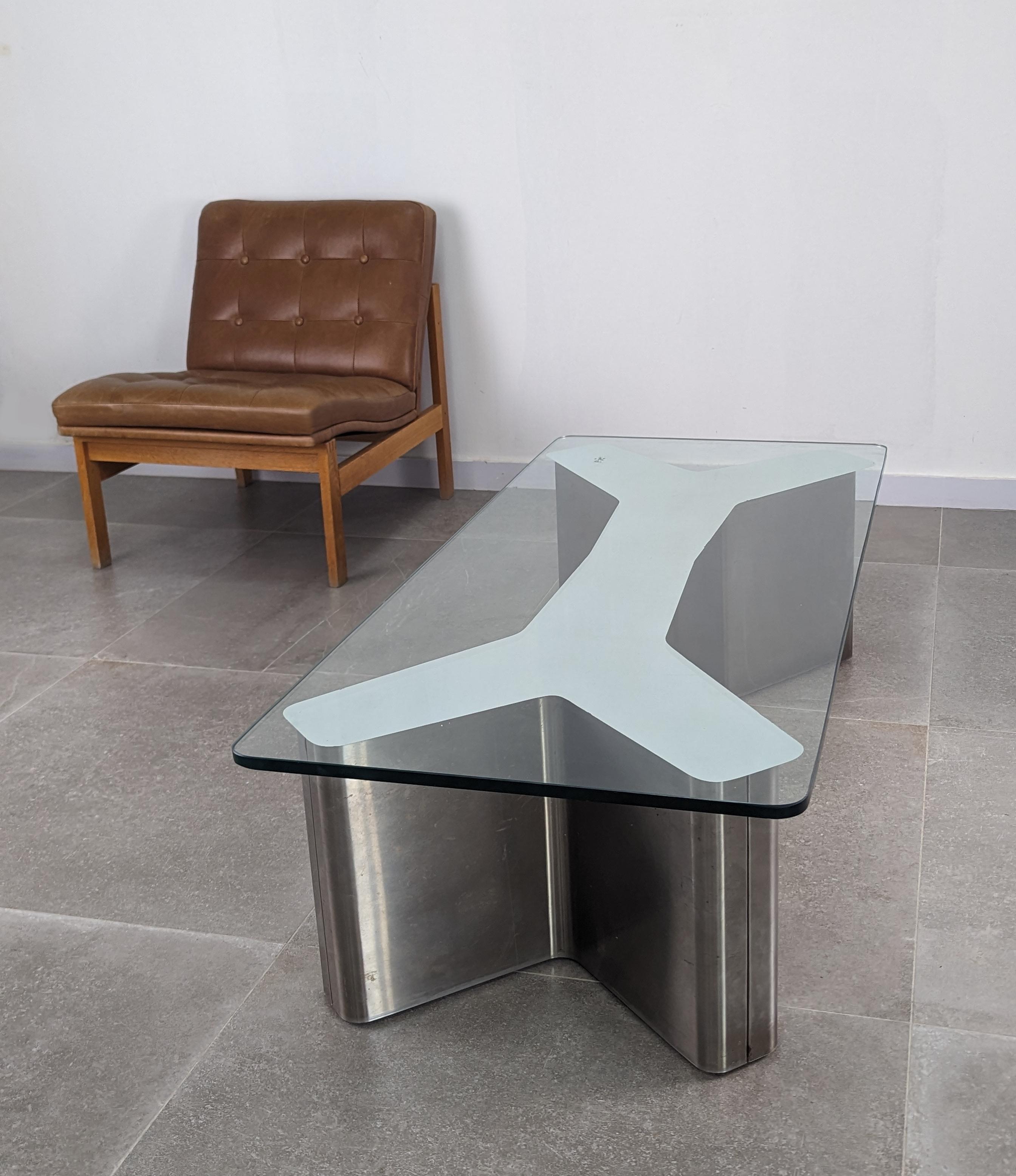 American Ypsilon stainless steel table 1970s For Sale