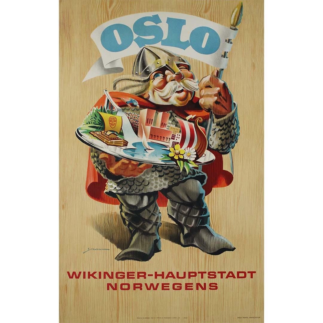 Originalplakat von Knut Yran – Oslo: Viking Capital of Norway, Norwegen, 1965
