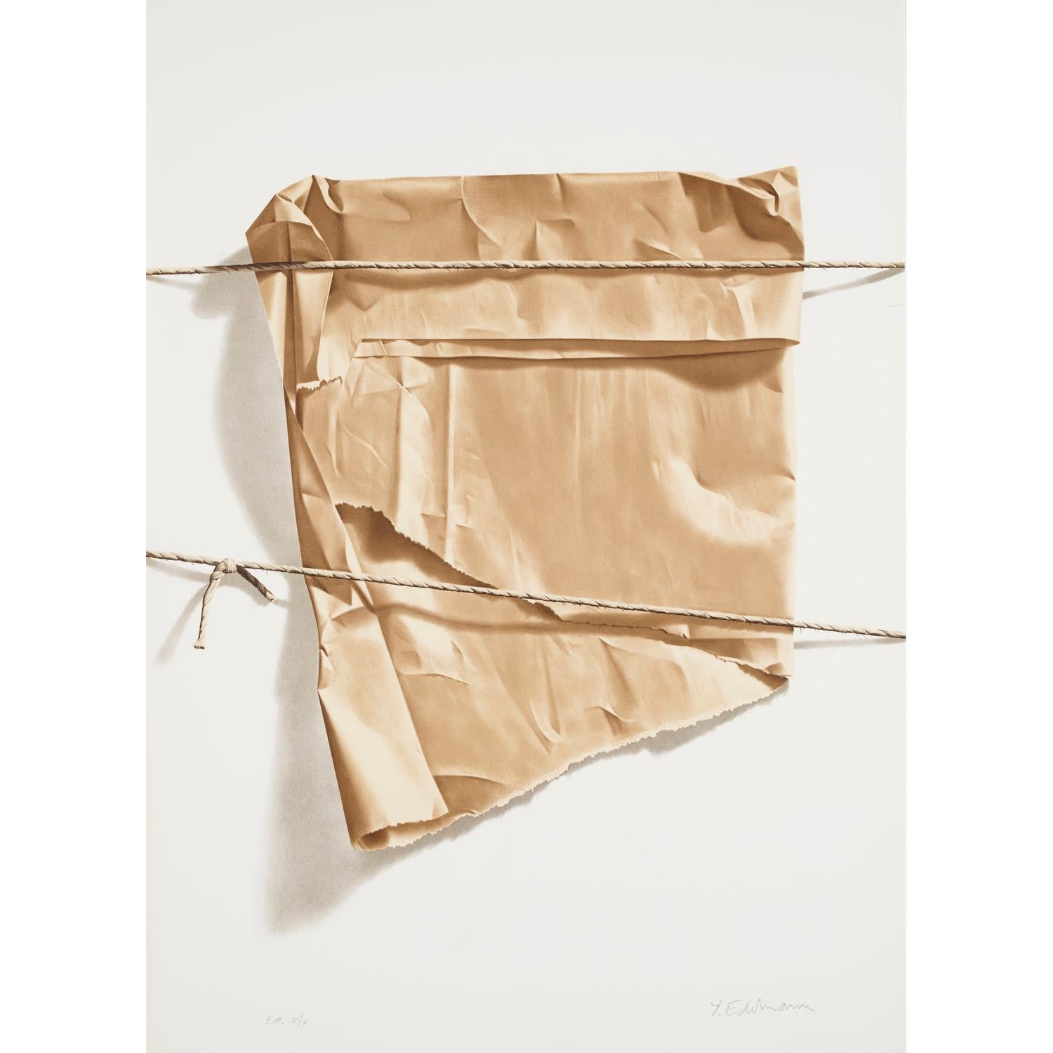 Yrjö Edelmann Figurative Print - Stringed paper object 