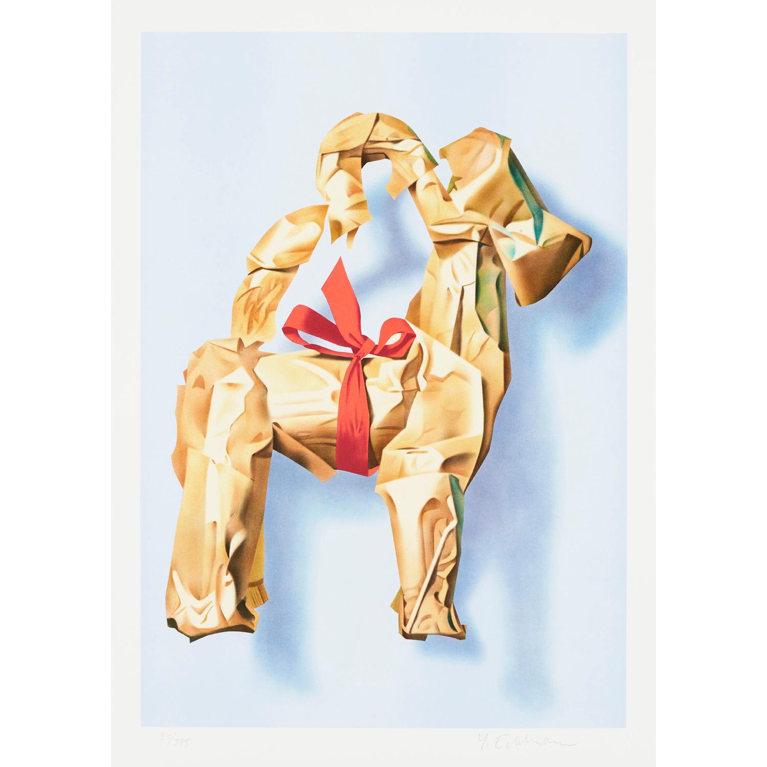 Yrjö Edelmann Figurative Print - Wrapped Christmas Goat