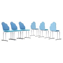 Yrjö Kukkapuro Cloud Chair Set of 6, Sky Blue and Teal, Avarte Finland, 1984