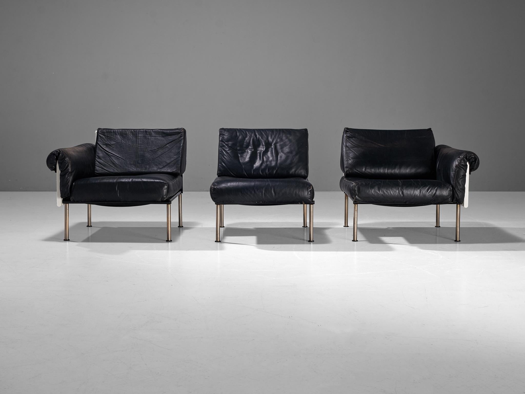 Yrjö Kukkapuro for Haimi 'Ateljee' Sectional Sofa in Black Leather  For Sale 3