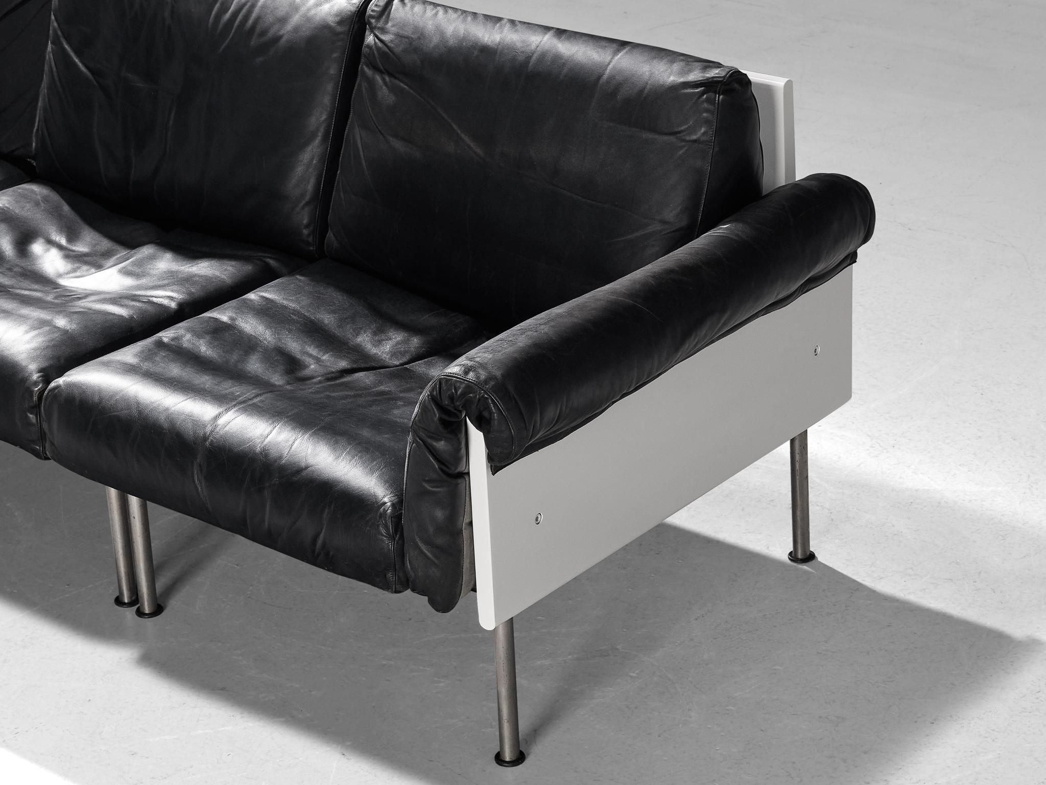 Yrjö Kukkapuro for Haimi 'Ateljee' Sectional Sofa in Black Leather  For Sale 1