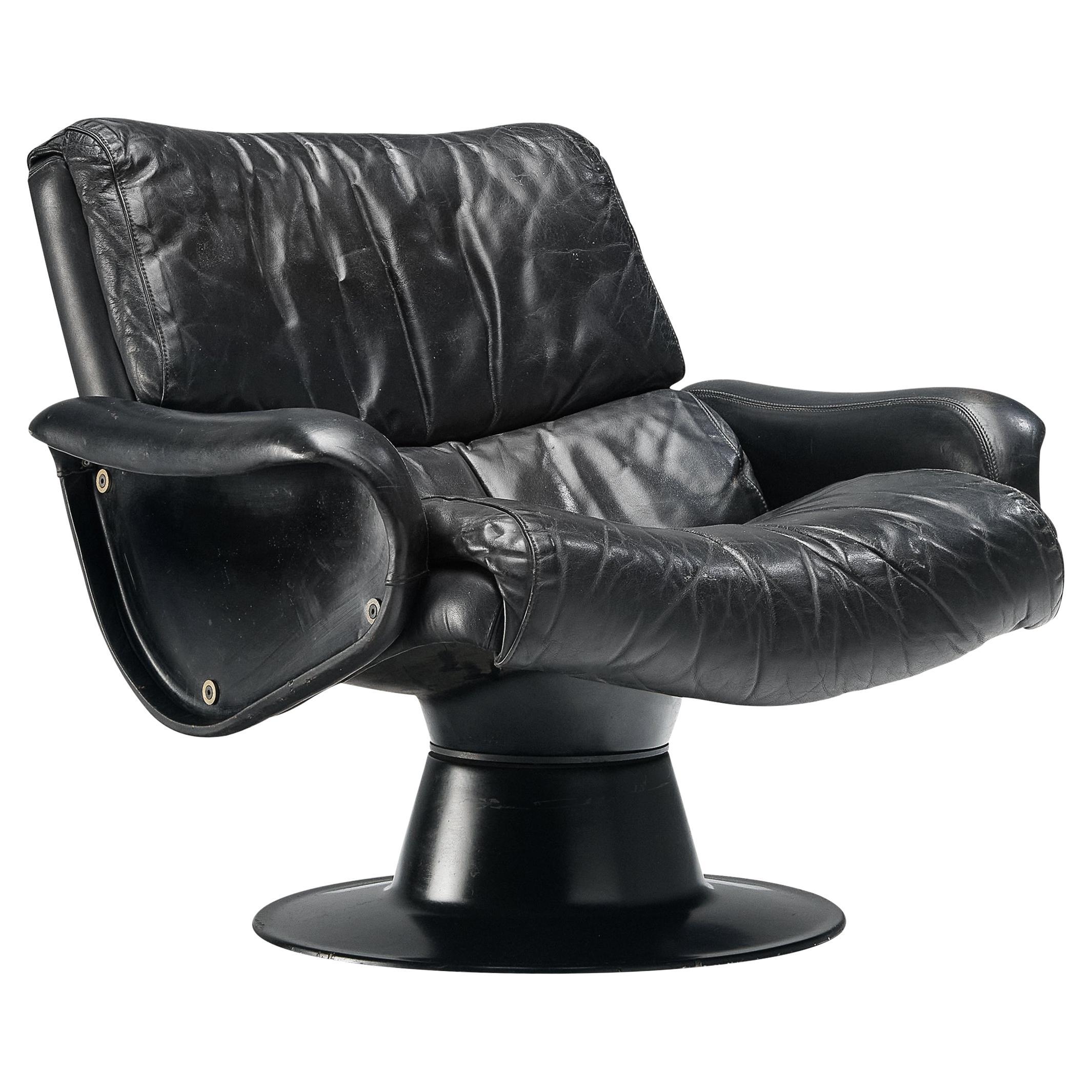 Yrjö Kukkapuro for Haimi Finland 'Saturnus' Armchair in Black Leather