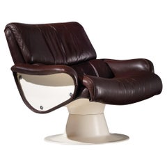 Yrjö Kukkapuro for Hiami 'Saturnus' Lounge Chair in Brown Leather