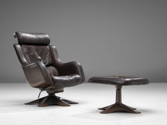 Yrjo Kukkapuro Karuselli Stuhl und Ottomane aus Leder