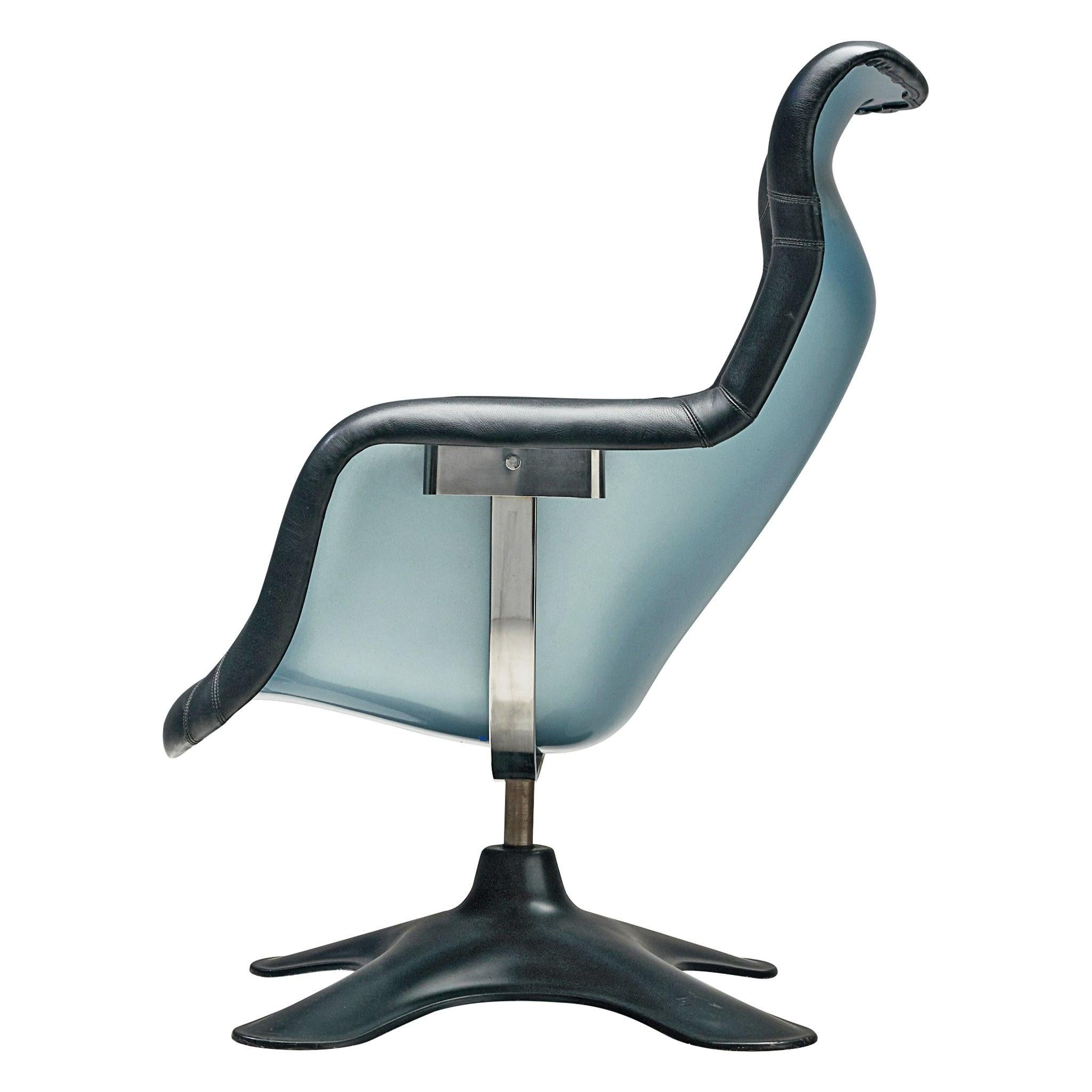 Yrjö Kukkapuro 'Karuselli' Lounge Chair in Black Leather