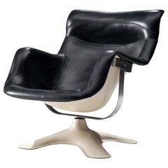 Yrjo Kukkapuro 'Karuselli' Lounge Chair in Black Leather Upholstery