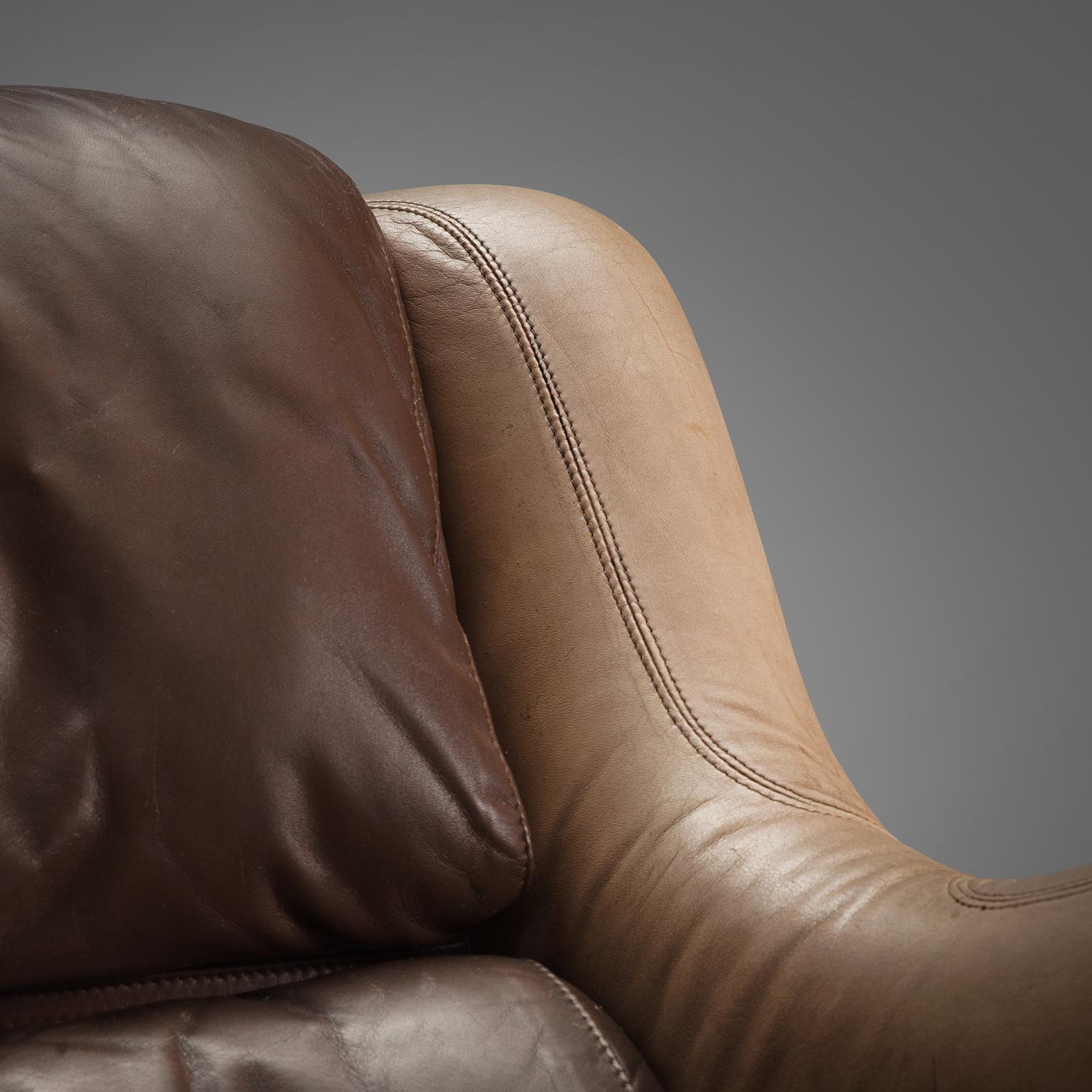 Yrjö Kukkapuro 'Karuselli' Lounge Chair in Brown Leather Upholstery For Sale 2