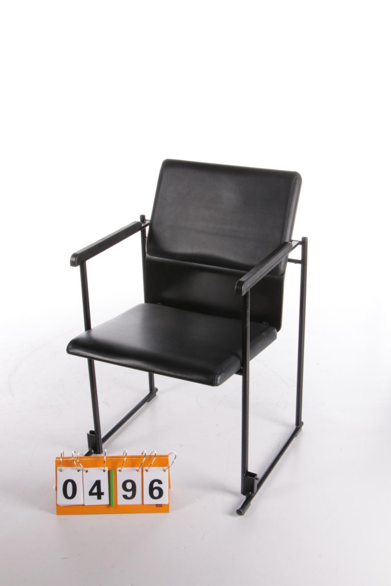 Modern Yrjö Kukkapuro Leather Dining Chair Made by Avarte, Finland 1970 For Sale