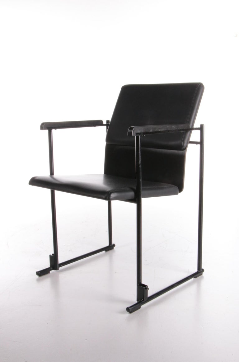 Yrjö Kukkapuro Leather Dining Chair Made by Avarte, Finland 1970 For Sale 2
